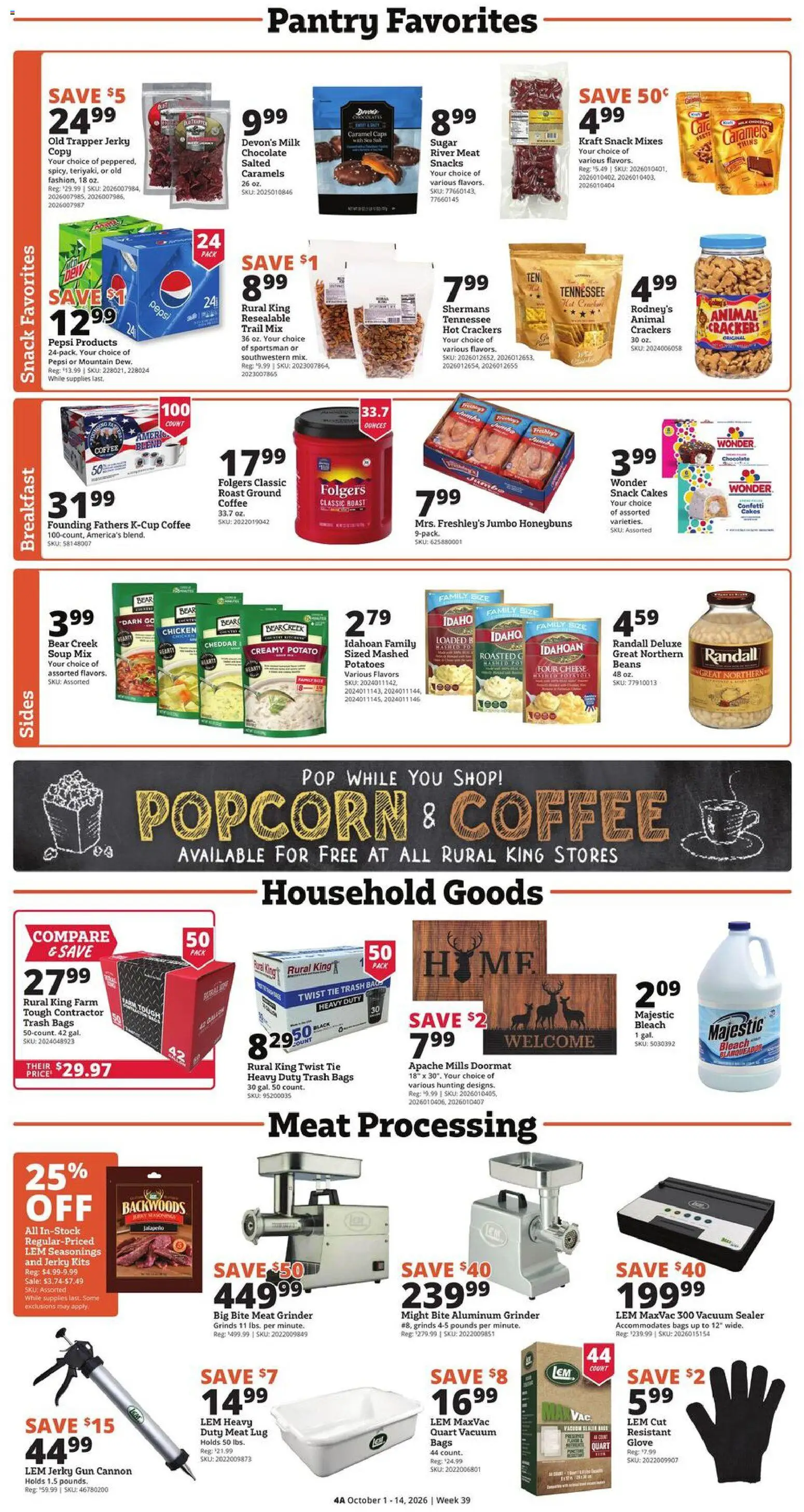 Rural King Weekly Ad - valid from 10/01/2026 | Page: 5 | Products: Meat, Milk, Chocolate, Snacks