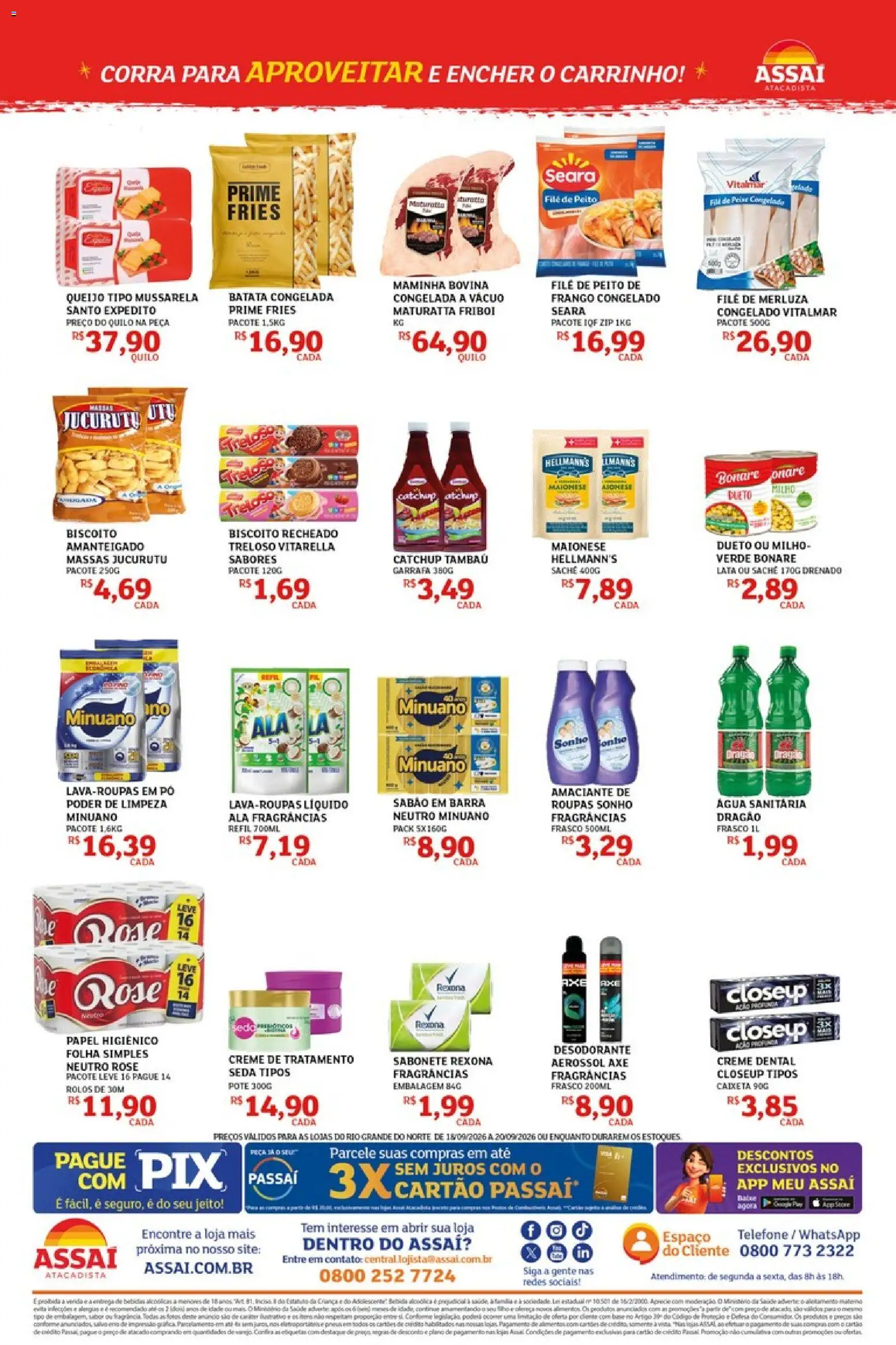 Assaí Atacadista Folheto - válido de 18/09/2026 | Página: 2 | Produtos: Peixe, Telefone, Milho, Água sanitária