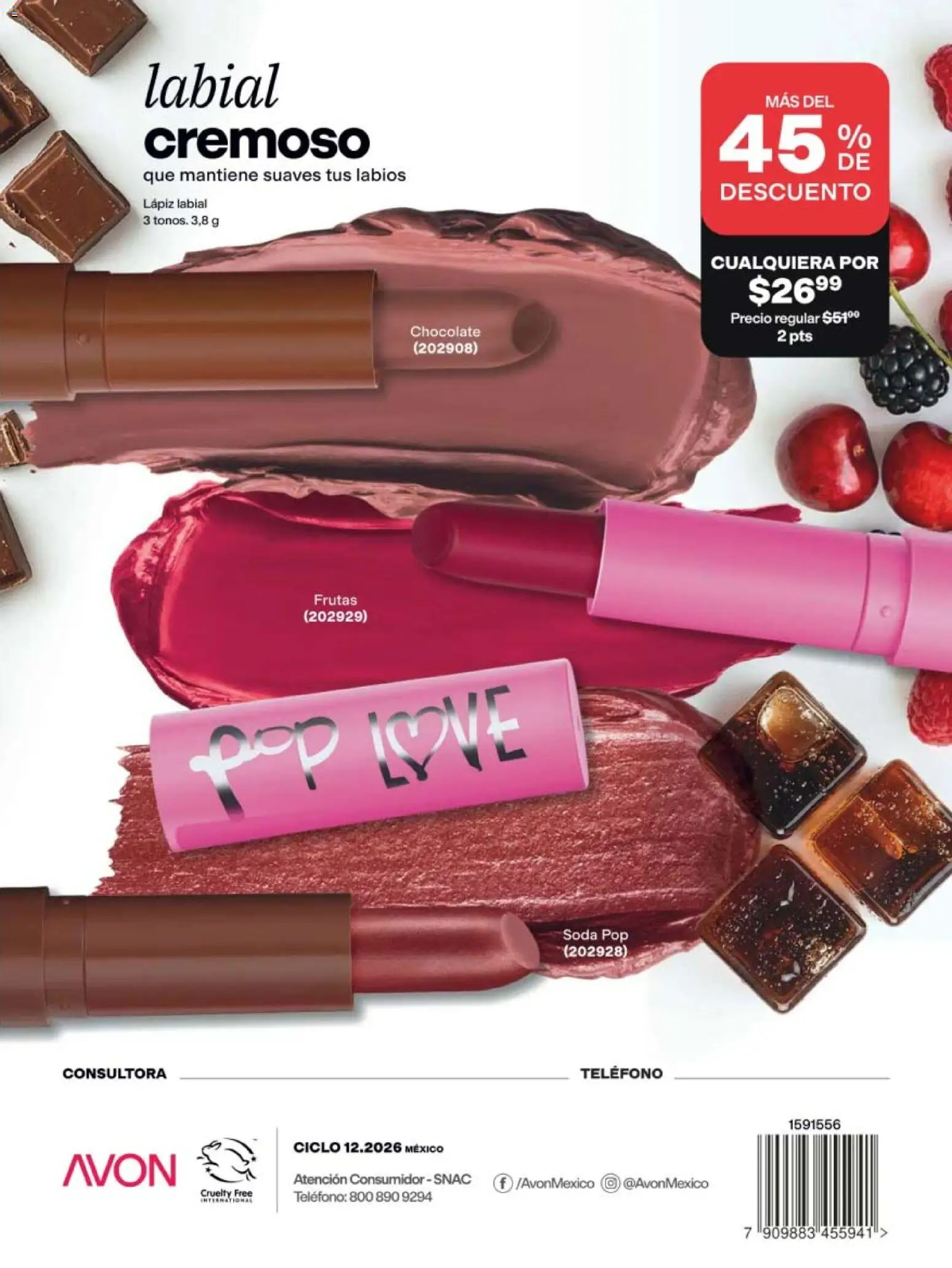 Nuevas ofertas de AVON válidas en toda la República Mexicana desde el 31/07/2026. ¡Encuentra las mejores ofertas en AVON campaña 12 2026! | Página: 169 | Productos: Chocolate, Teléfono, Lápiz labial