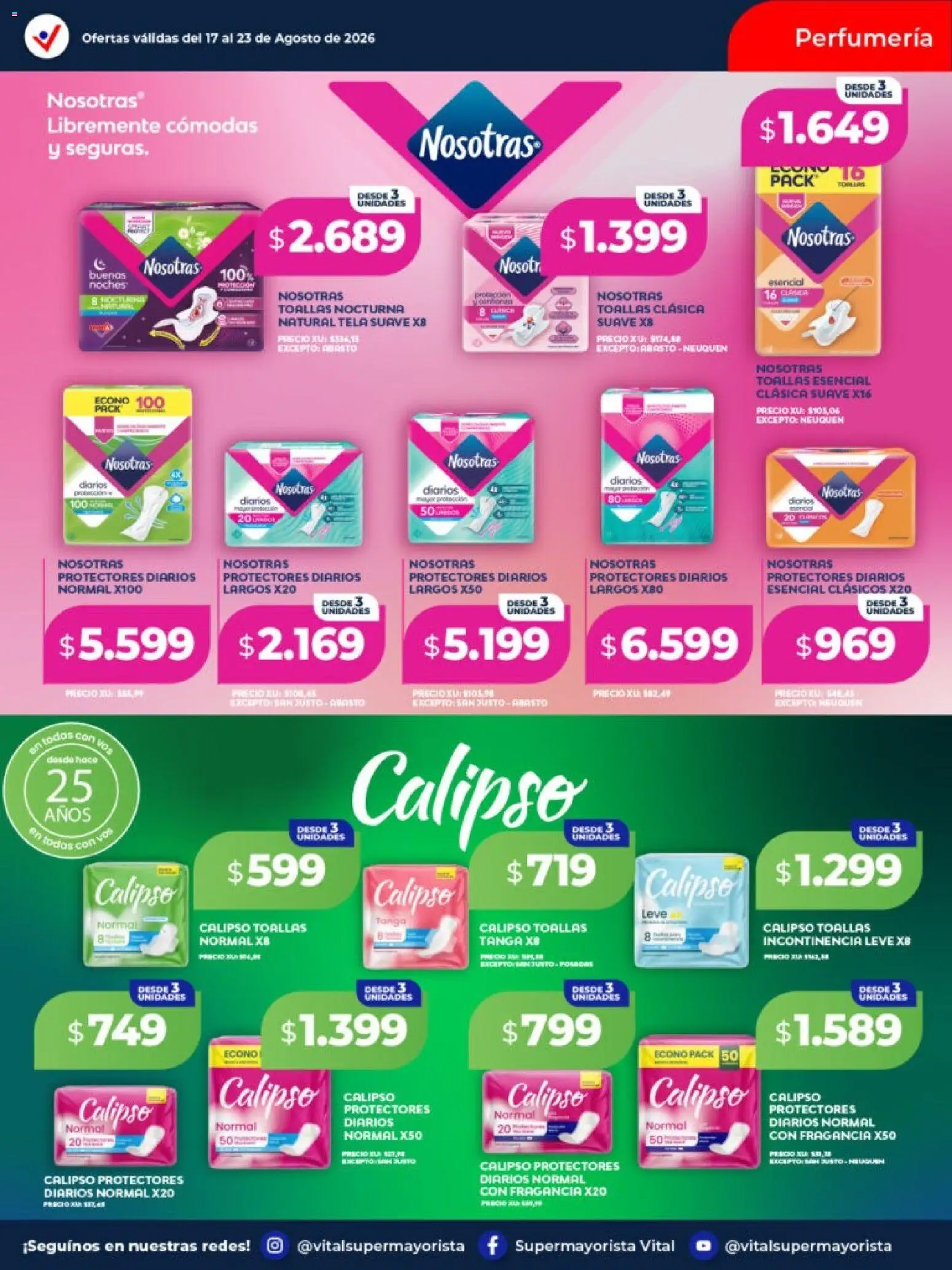 Vital - Ofertas │ válido desde el 17/08/2026 | Página: 7 | Productos: Toallas, Fragancia, Diarios, Protectores diarios