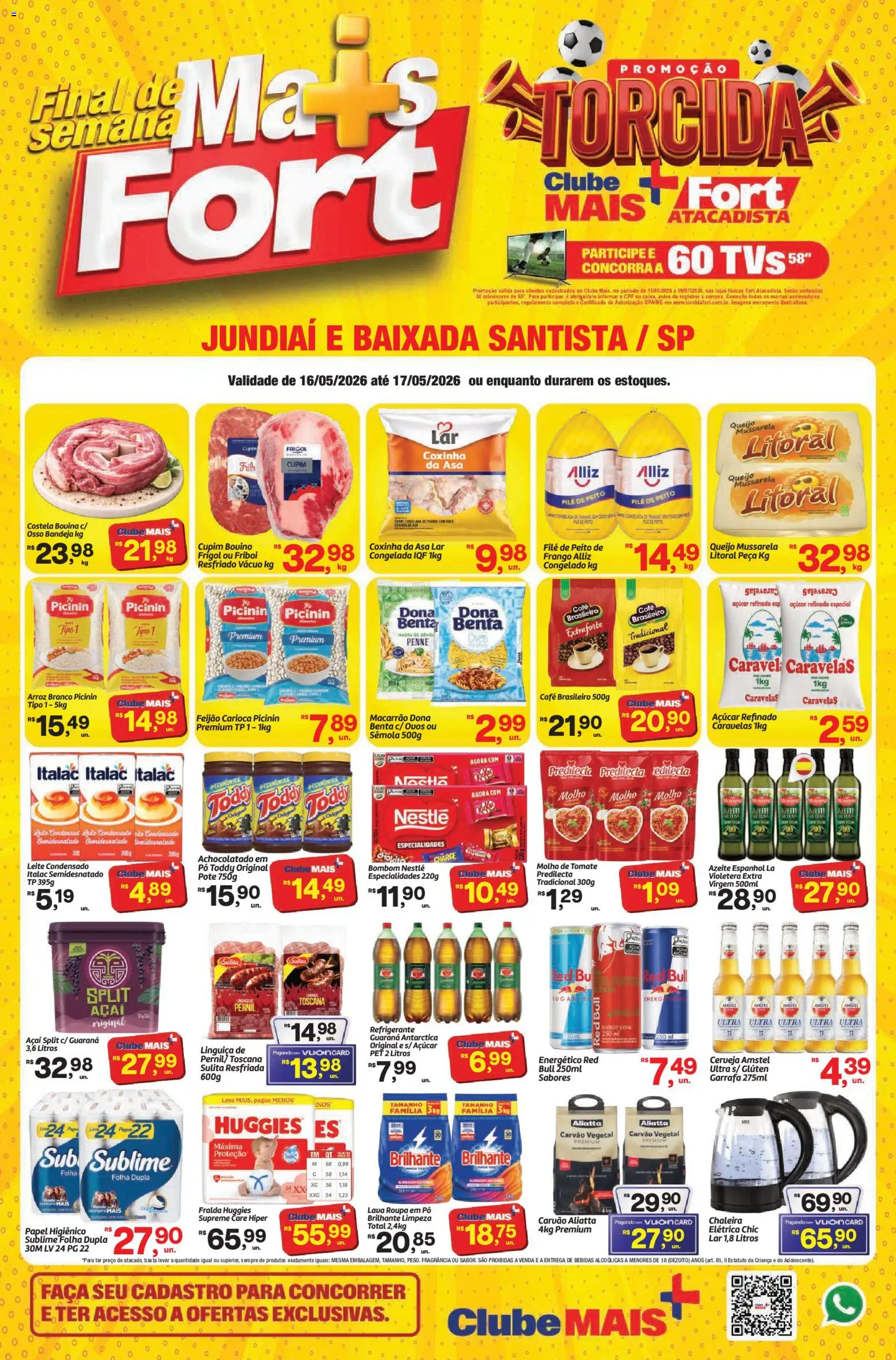 Fort Atacadista Folheto - válido de 16.05.2026 | Página: 1 | Produtos: Carvão vegetal, Molho de tomate, Queijo, Azeite