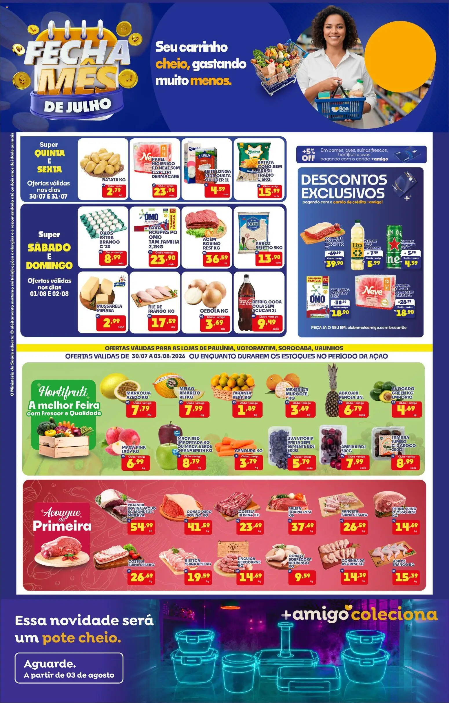 Boa Supermercados Folheto - válido de 30/07/2026 | Página: 1 | Produtos: Cebola, Picanha, Tela, Abacaxi