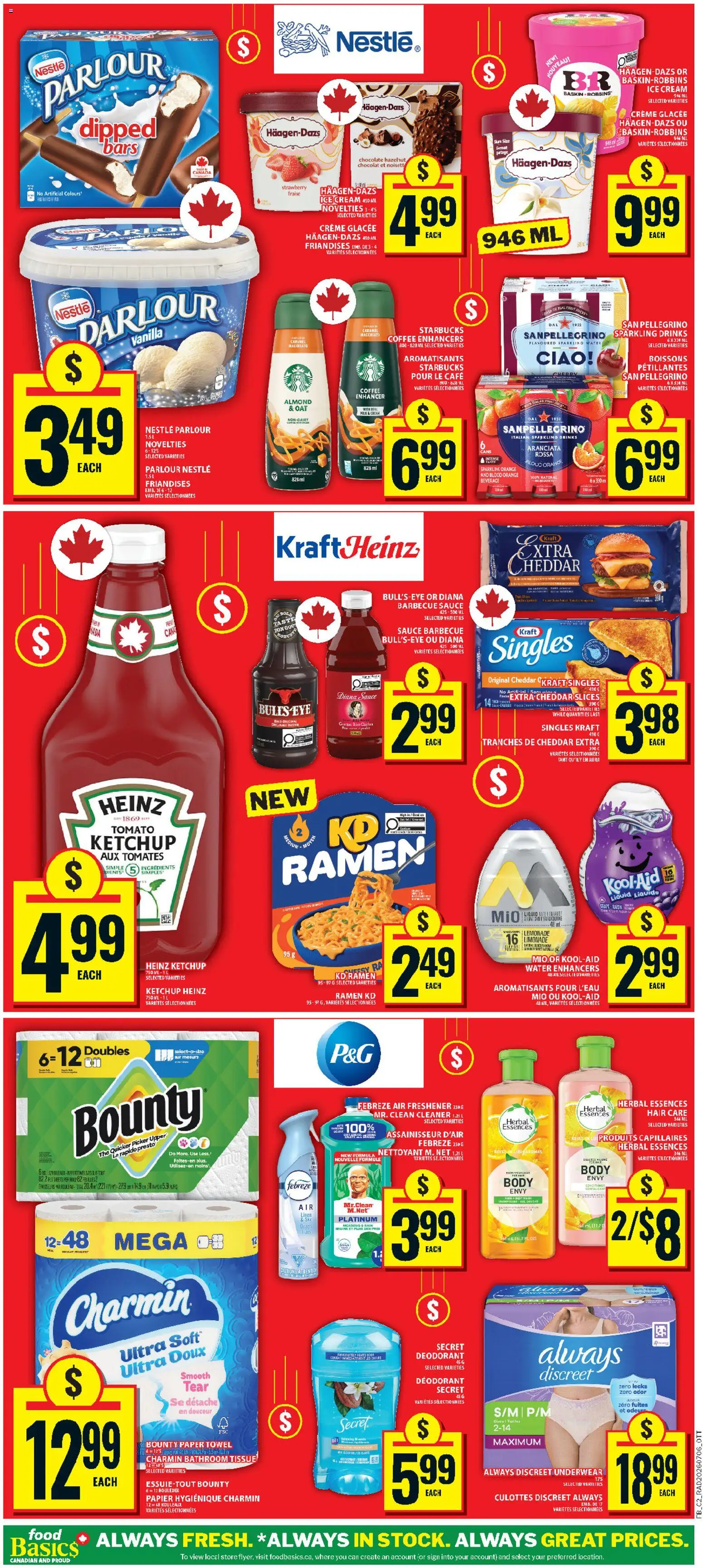Food Basics flyer valid from Jul 9, 2026 | Page: 4 | Products: Ketchup, Ice cream, Coffee, Underwear