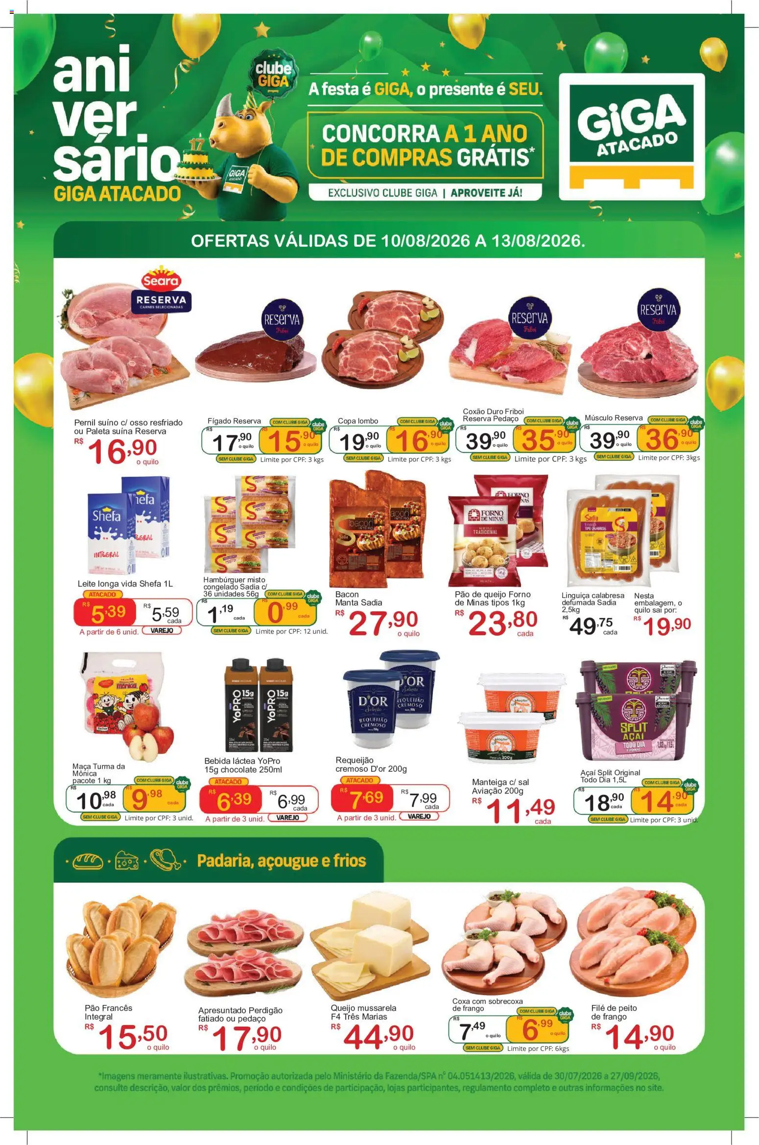 GIGA Atacado Folheto - válido de 10/08/2026 | Página: 1 | Produtos: Leite longa vida, Lombo, Leite, Frango