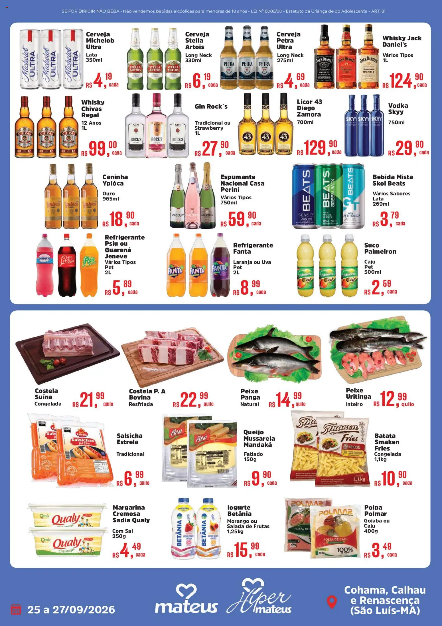 Mateus Folheto - válido de 25/09/2026 | Página: 3 | Produtos: Licor, Salsicha, Salada, Mussarela