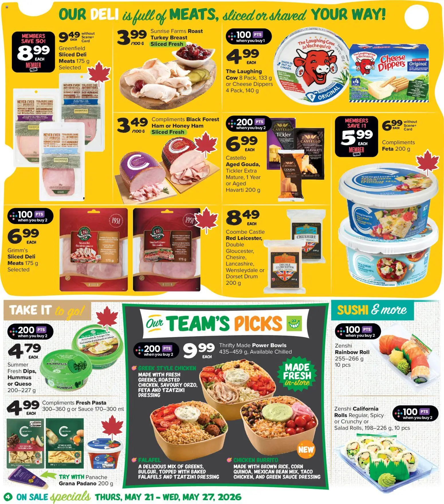 Thrifty Foods flyer valid from 21.05.2026 | Page: 5 | Products: Salad, Phone, Turkey, Cheese