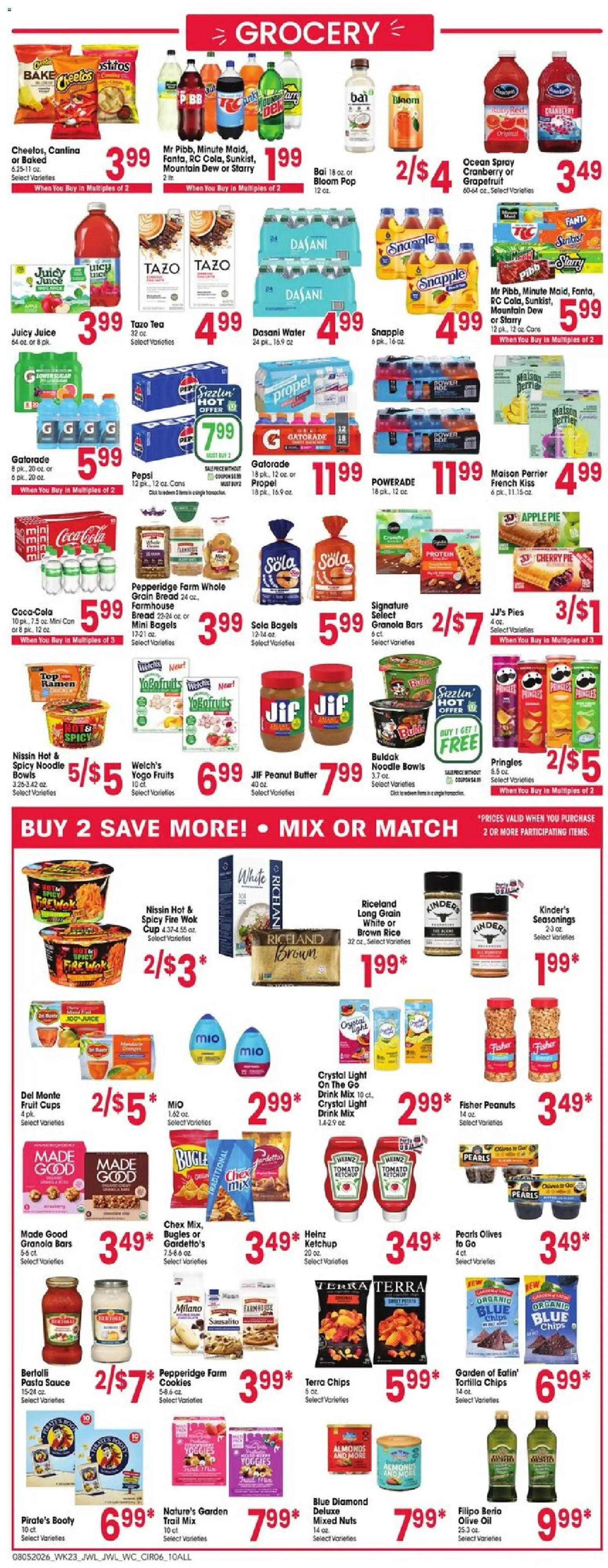 Jewel Osco Weekly Ad - valid from 08/05/2026 | Page: 6 | Products: Oil, Ketchup, Apple Pie, Cherry Pie
