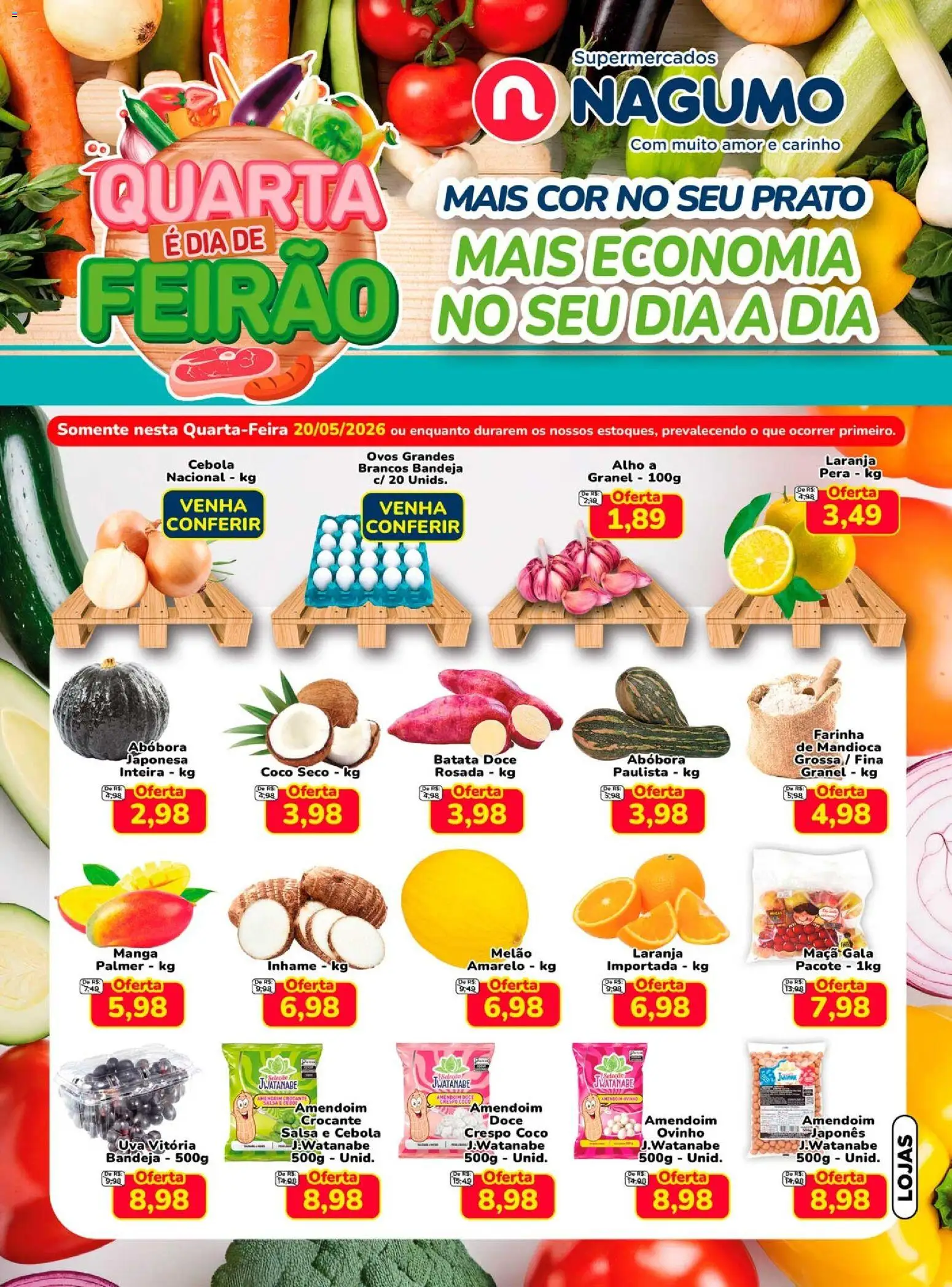 Nagumo Folheto - válido de 20.05.2026 | Página: 1 | Produtos: Coco, Melão, Cebola, Farinha de mandioca