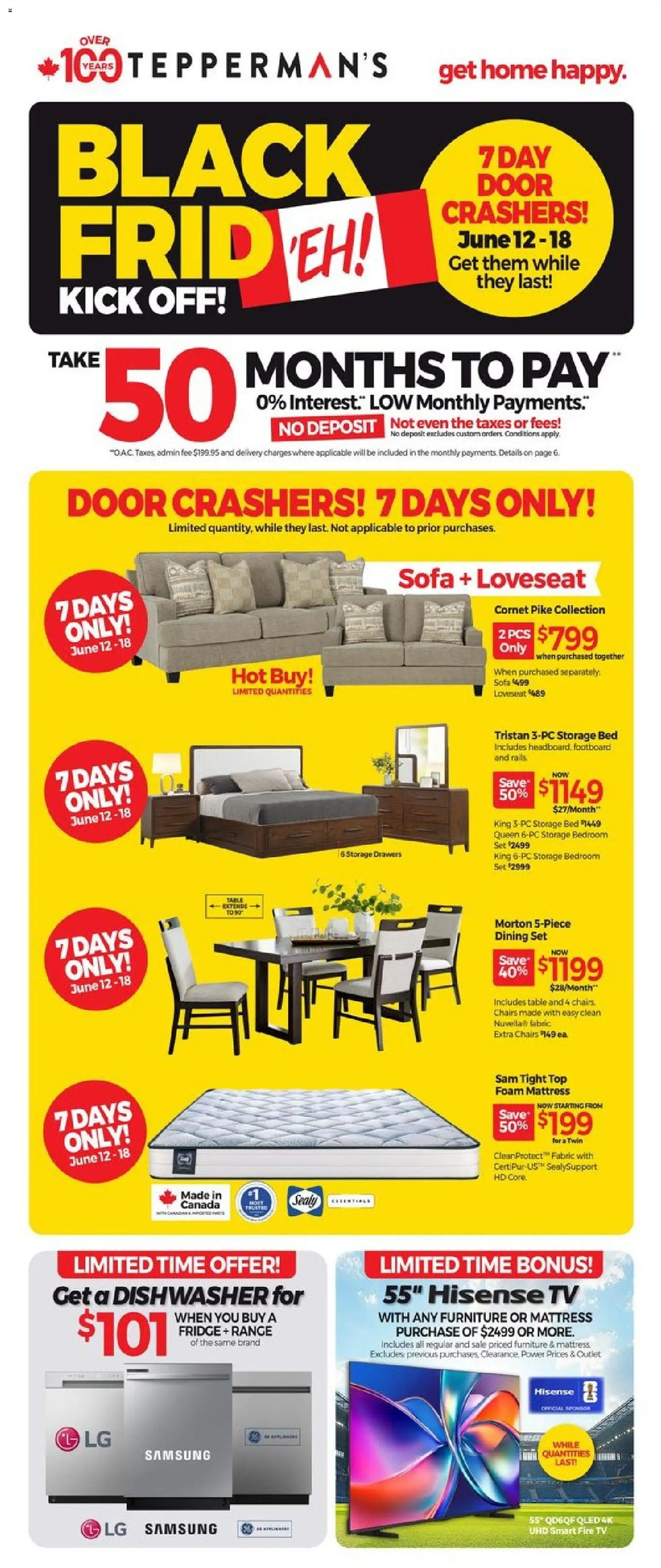 Tepperman's flyer valid from 12.06.2026 | Page: 5 | Products: Tv, Dishwasher, Mattress, Sofa