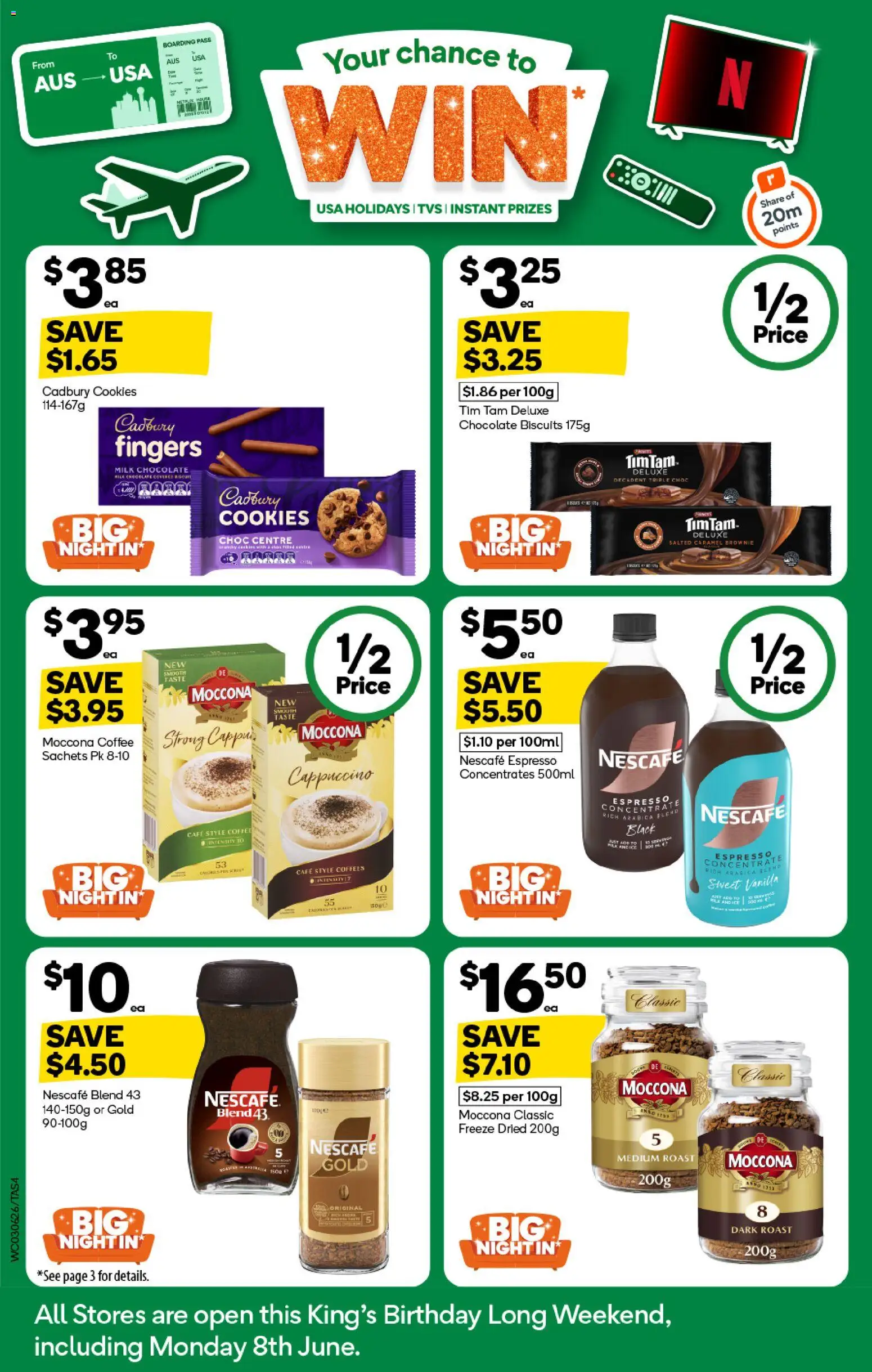 Woolworths catalogue - valid from 03.06.2026 | Page: 4 | Products: Milk, Chocolate, Moccona, Nescafe