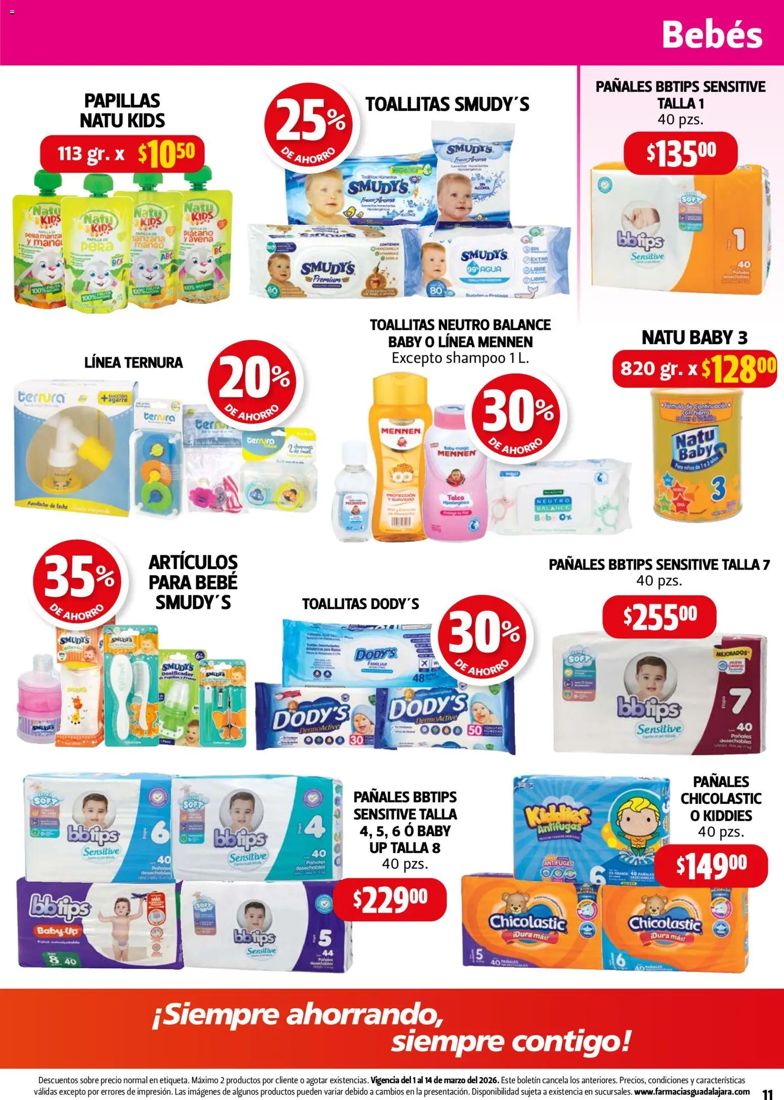Nuevas ofertas de Farmacia Guadalajara válidas en toda la República Mexicana desde el 01/03/2026. ¡Encuentra las mejores ofertas en Farmacia Guadalajara catálogo! | Página: 11 | Productos: Pera, Agua, Pañales, Sobre