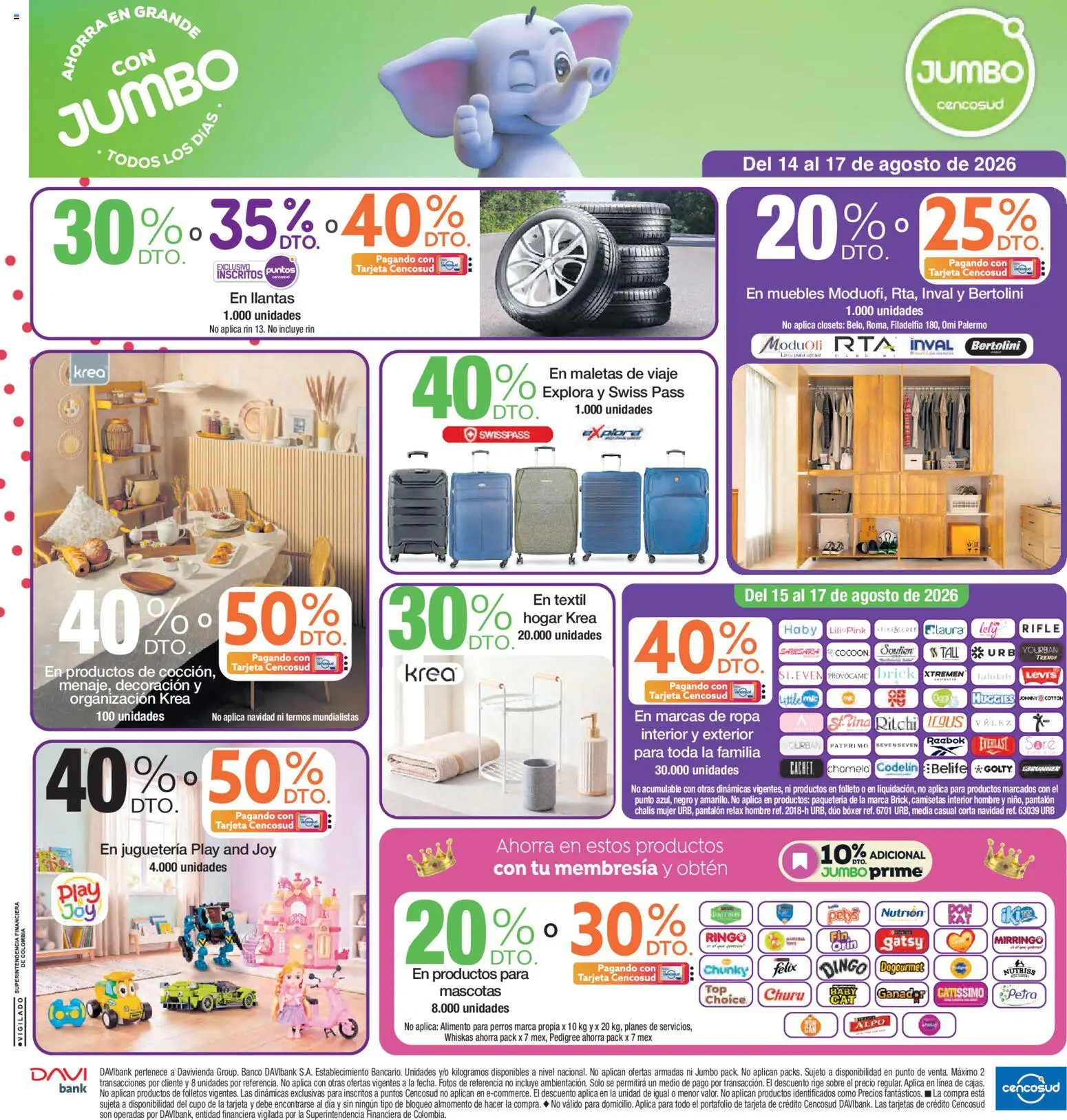 Jumbo revista - valida desde el 14/08/2026 | Página: 1 | Productos: Banco, Ropa, Decoración, Ropa interior