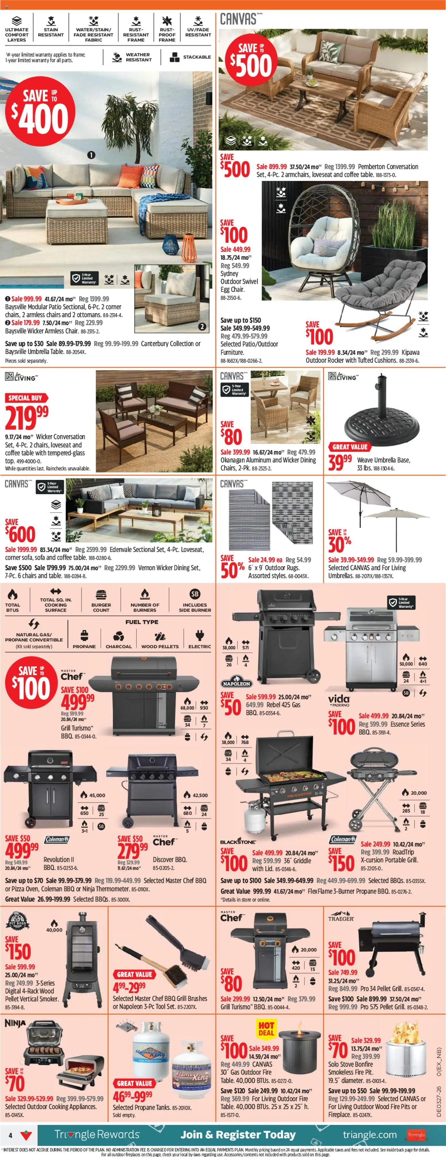 Canadian Tire flyer valid from Jul 2, 2026 | Page: 4 | Products: Stove, Sofa, Table, Coffee