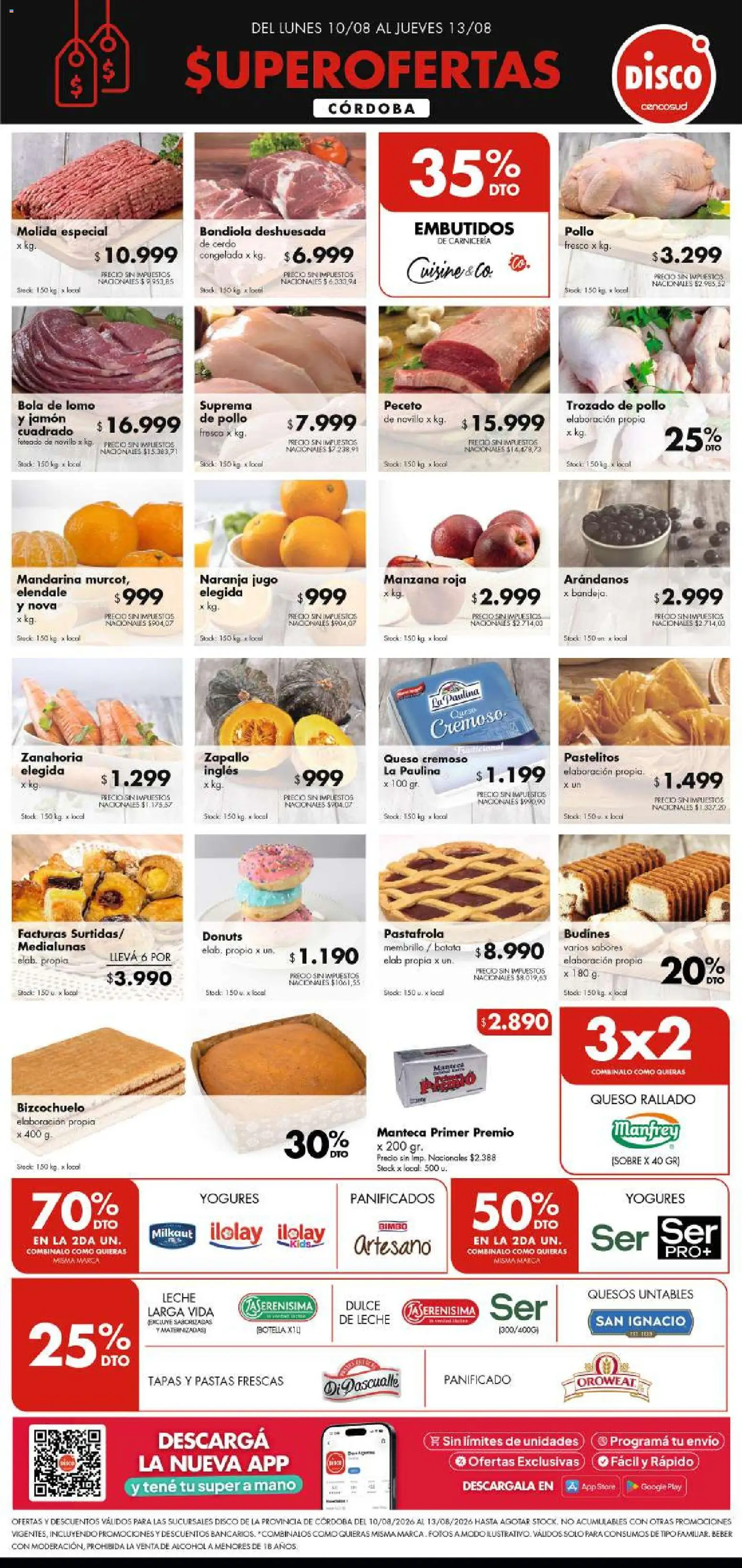 Disco - Frescos Cordoba │ válido desde el 09/08/2026 | Página: 1 | Productos: Embutidos, Dulce de leche, Arándanos, Manteca