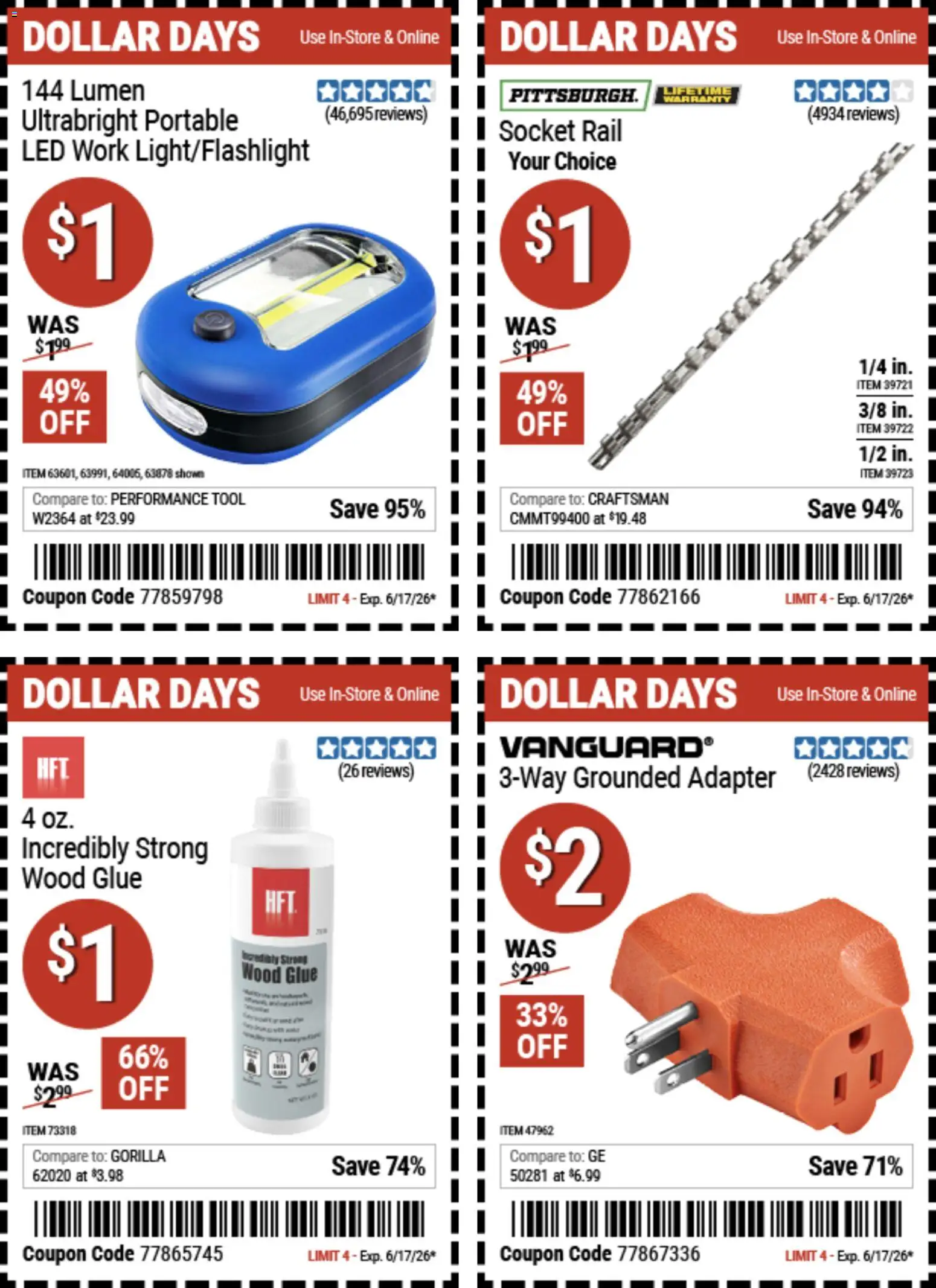 Harbor Freight Dollar Days - valid from 04.06.2026 | Page: 3 | Products: Socket, Adapter