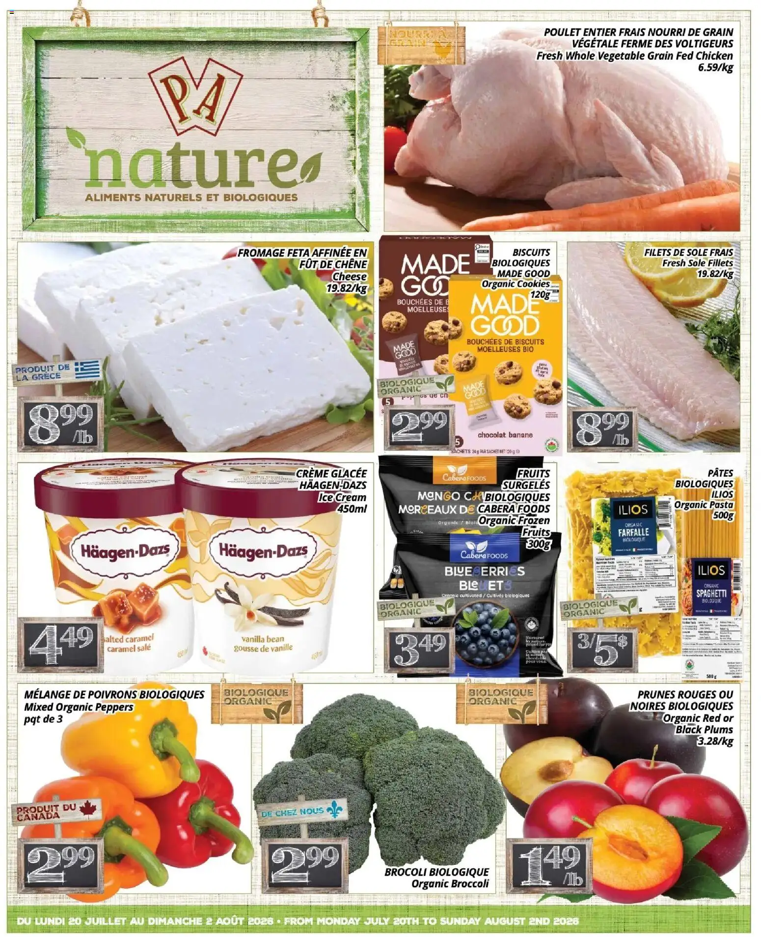 Pa Supermarché flyer valid from Jul 20, 2026 | Page: 1 | Products: Cream, Cookies, Ice cream, Cheese