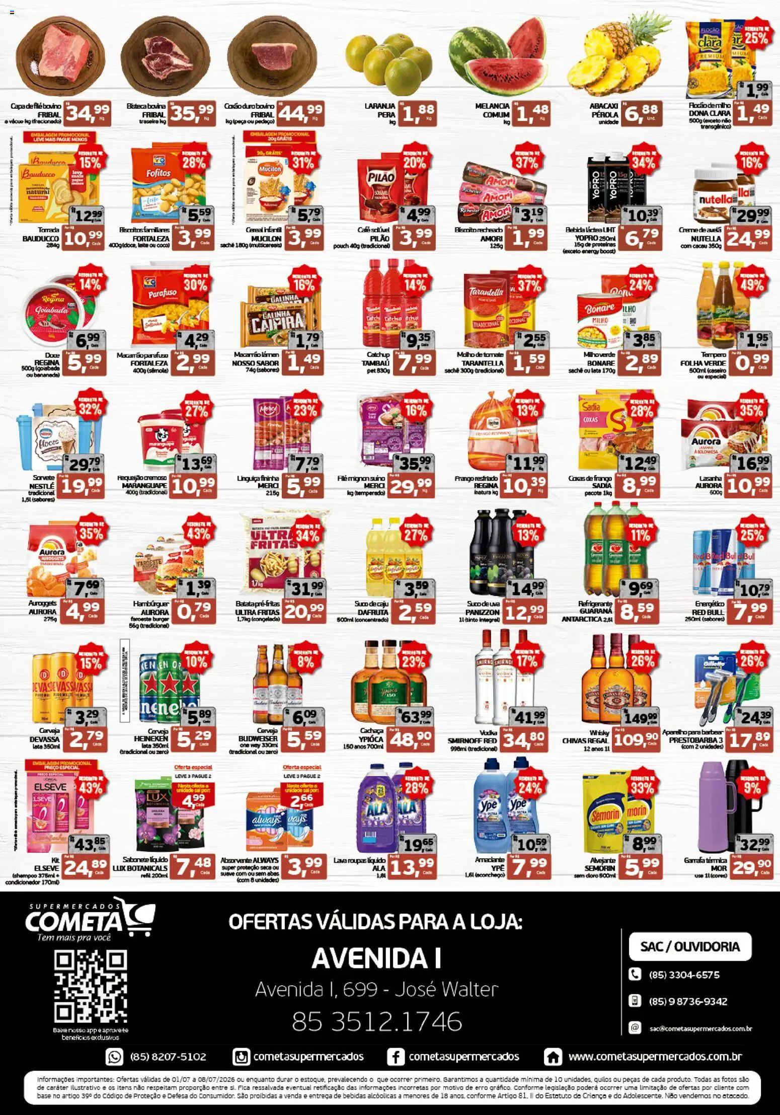 Cometa Supermercados Folheto - válido de 01/07/2026 | Página: 2 | Produtos: Filé mignon, Macarrão, Batata, Amaciante