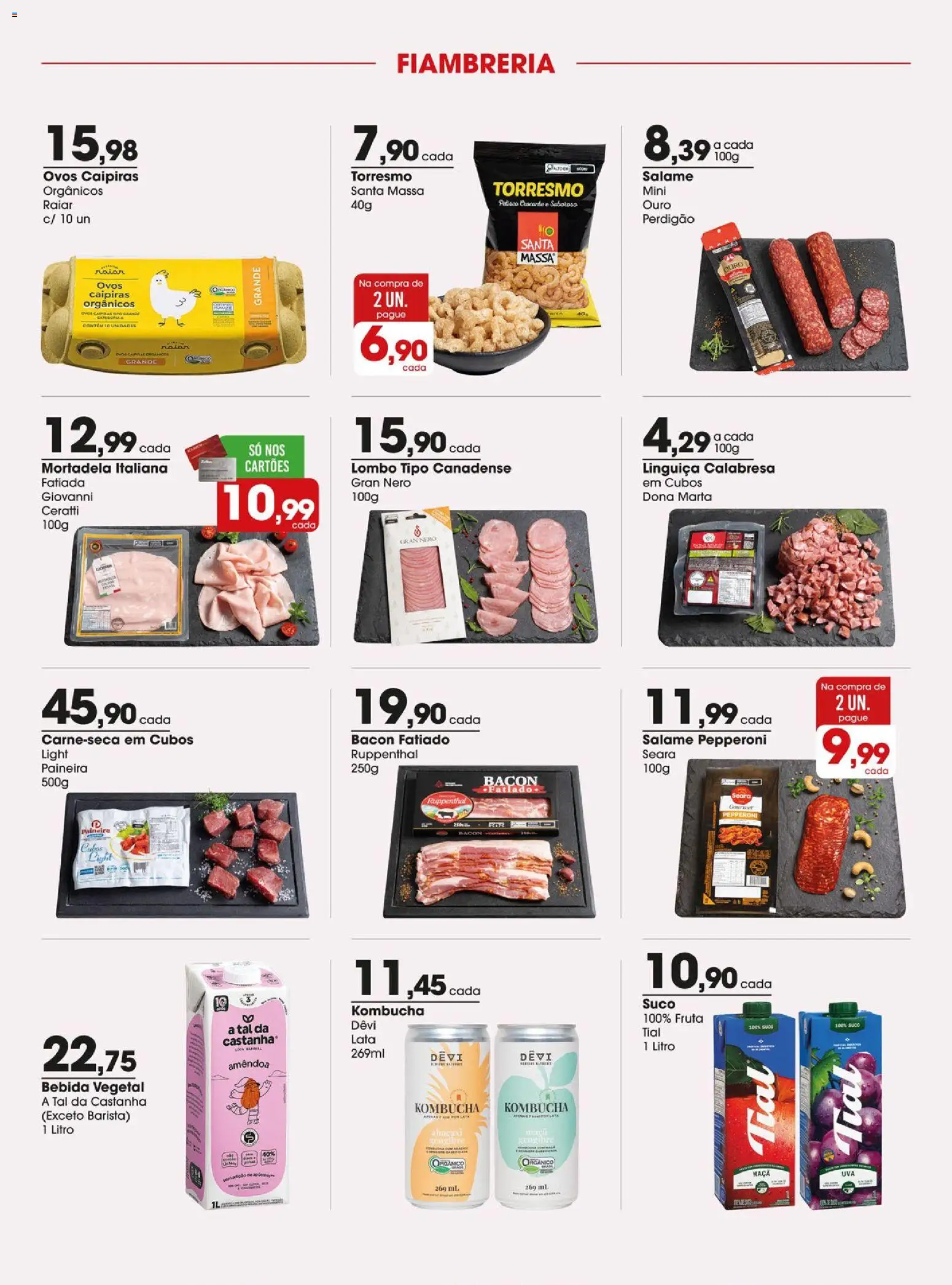 Zaffari Folheto - válido de 28/07/2026 | Página: 12 | Produtos: Lombo, Salame, Massa, Bebida
