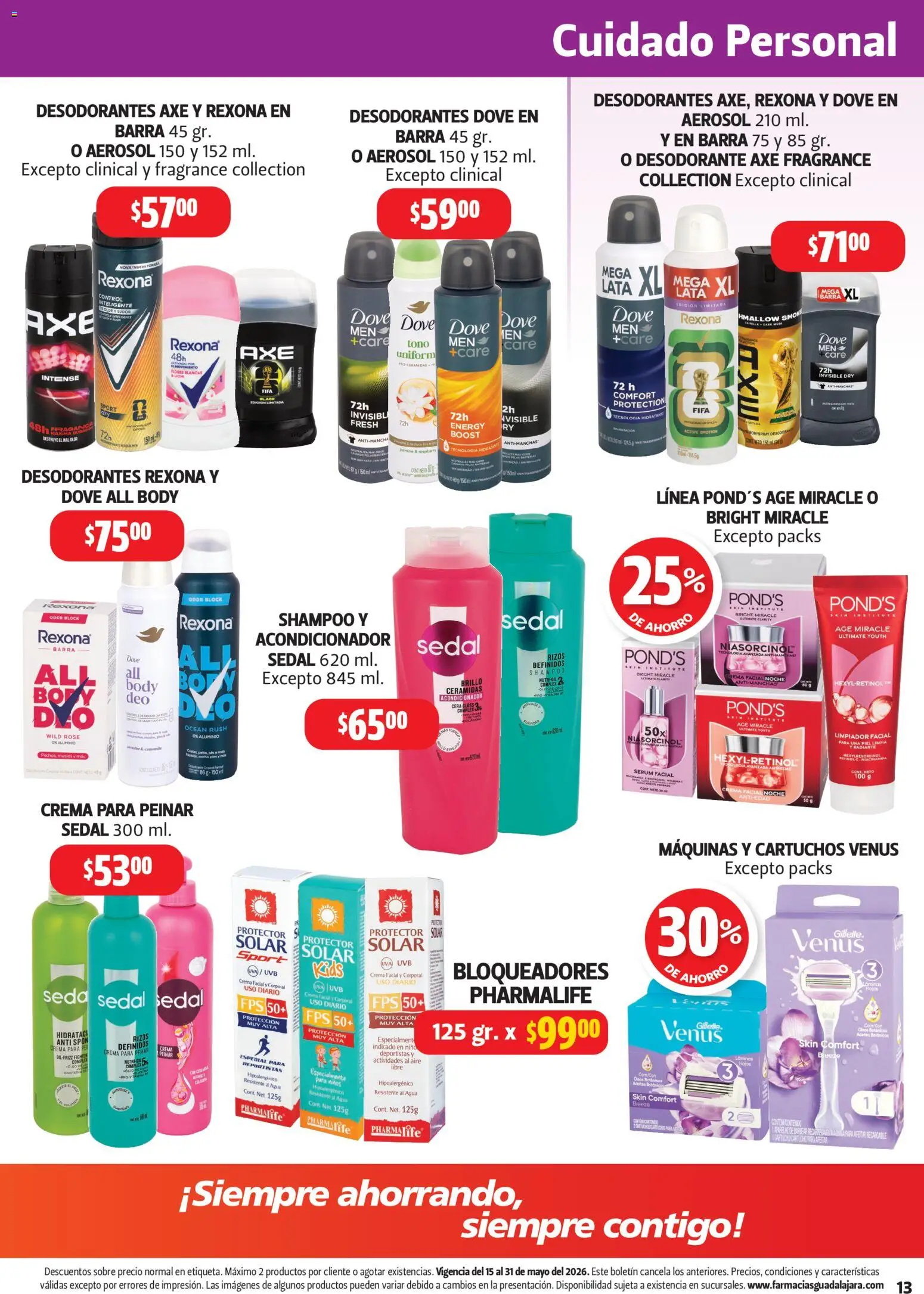 Nuevas ofertas de Farmacia Guadalajara válidas en toda la República Mexicana desde el 15.05.2026. ¡Encuentra las mejores ofertas en Farmacia Guadalajara catálogo! | Página: 13 | Productos: Serum, Barra, Acondicionador, Sobre