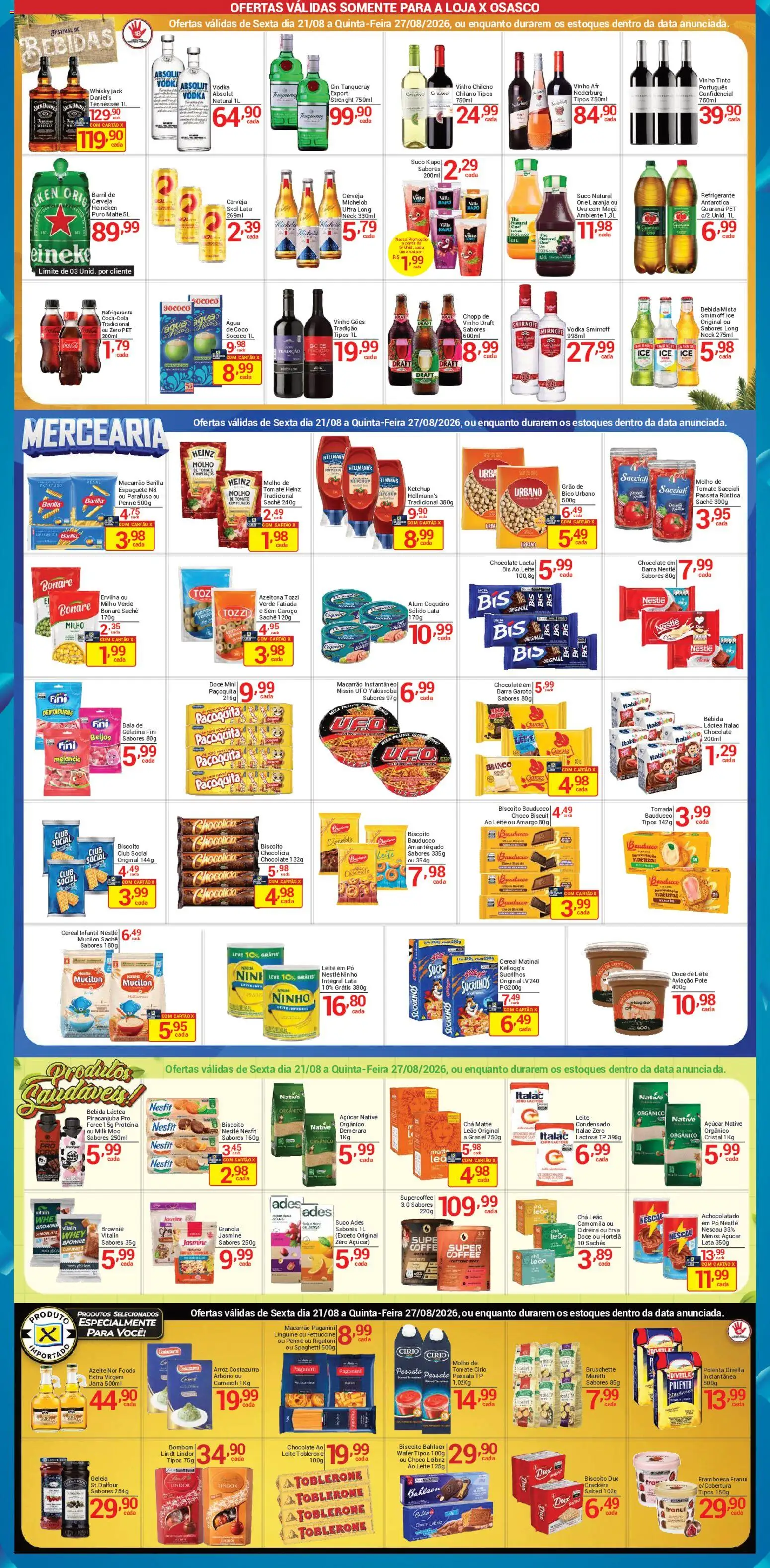 X Supermercados Folheto - válido de 21/08/2026 | Página: 2 | Produtos: Espaguete, Macarrão instantâneo, Bala, Gelatina
