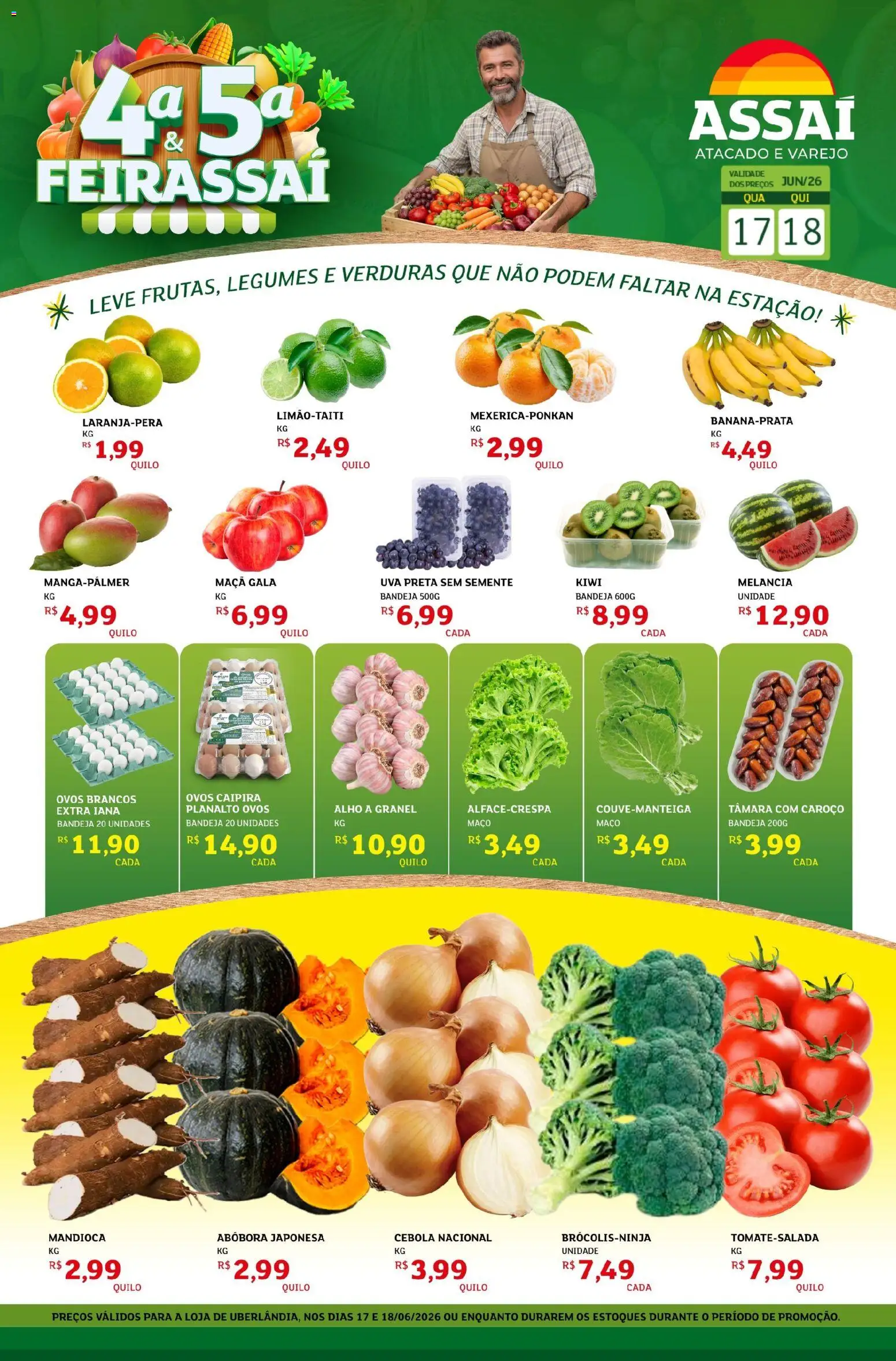 Assaí Atacadista Folheto - válido de 17.06.2026 | Página: 1 | Produtos: Melancia, Abóbora, Alho, Bandeja