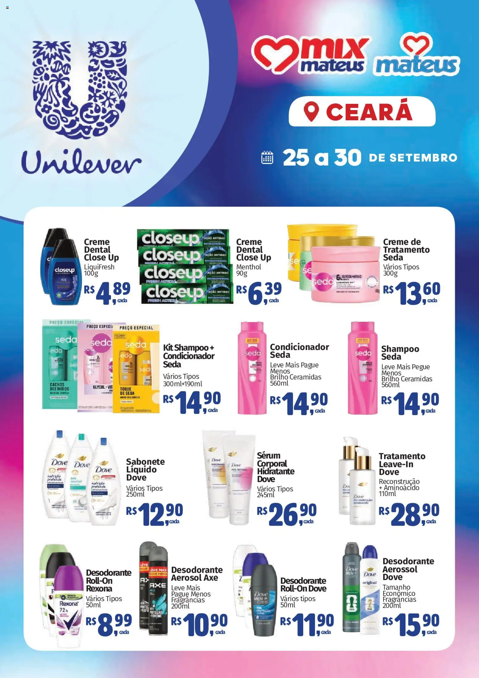 Mateus Folheto - válido de 25/09/2026 | Página: 1 | Produtos: Shampoo, Rexona, Dove, Creme dental