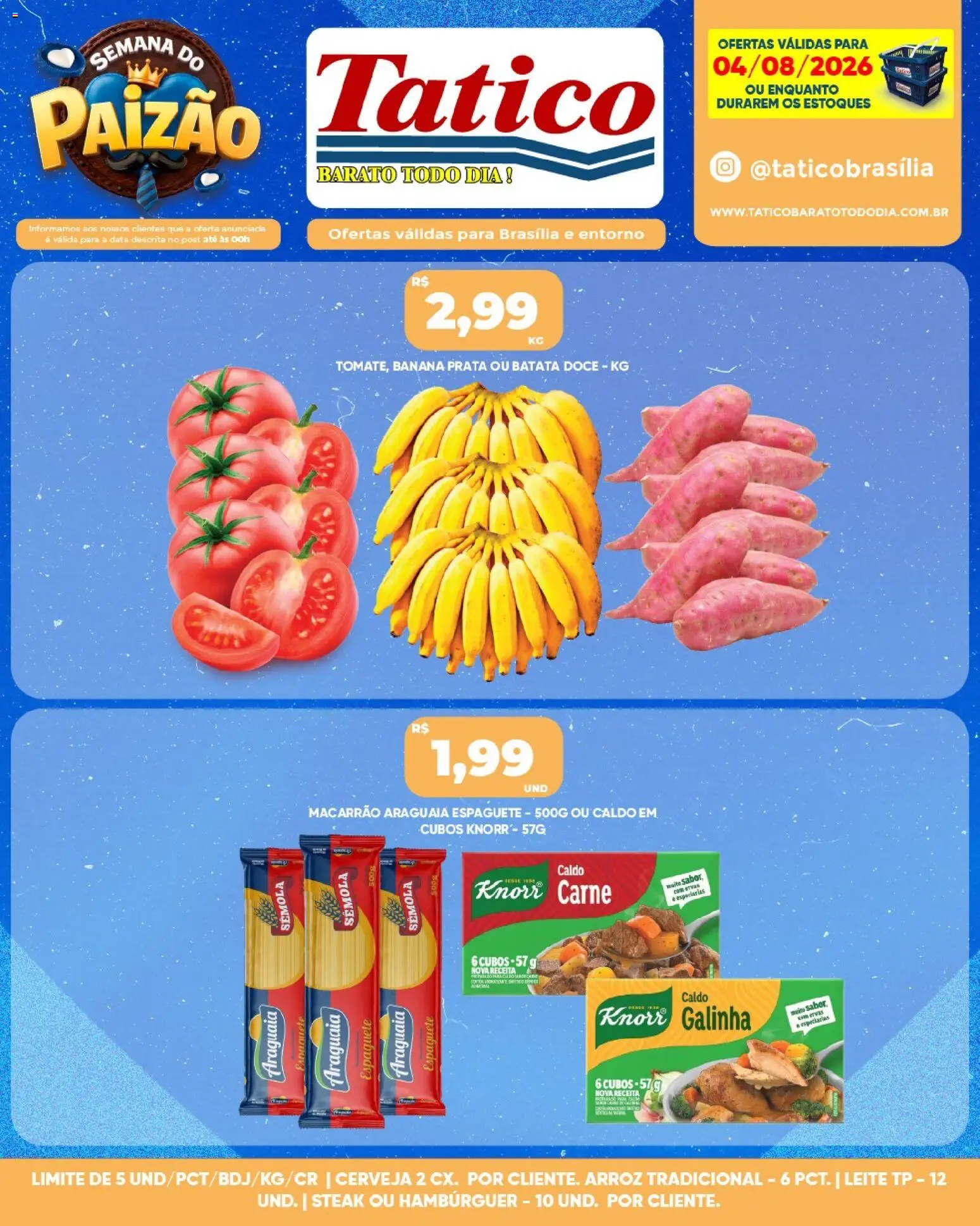 Tatico Folheto - válido de 05/08/2026 | Página: 24 | Produtos: Leite, Cerveja, Hambúrguer, Knorr