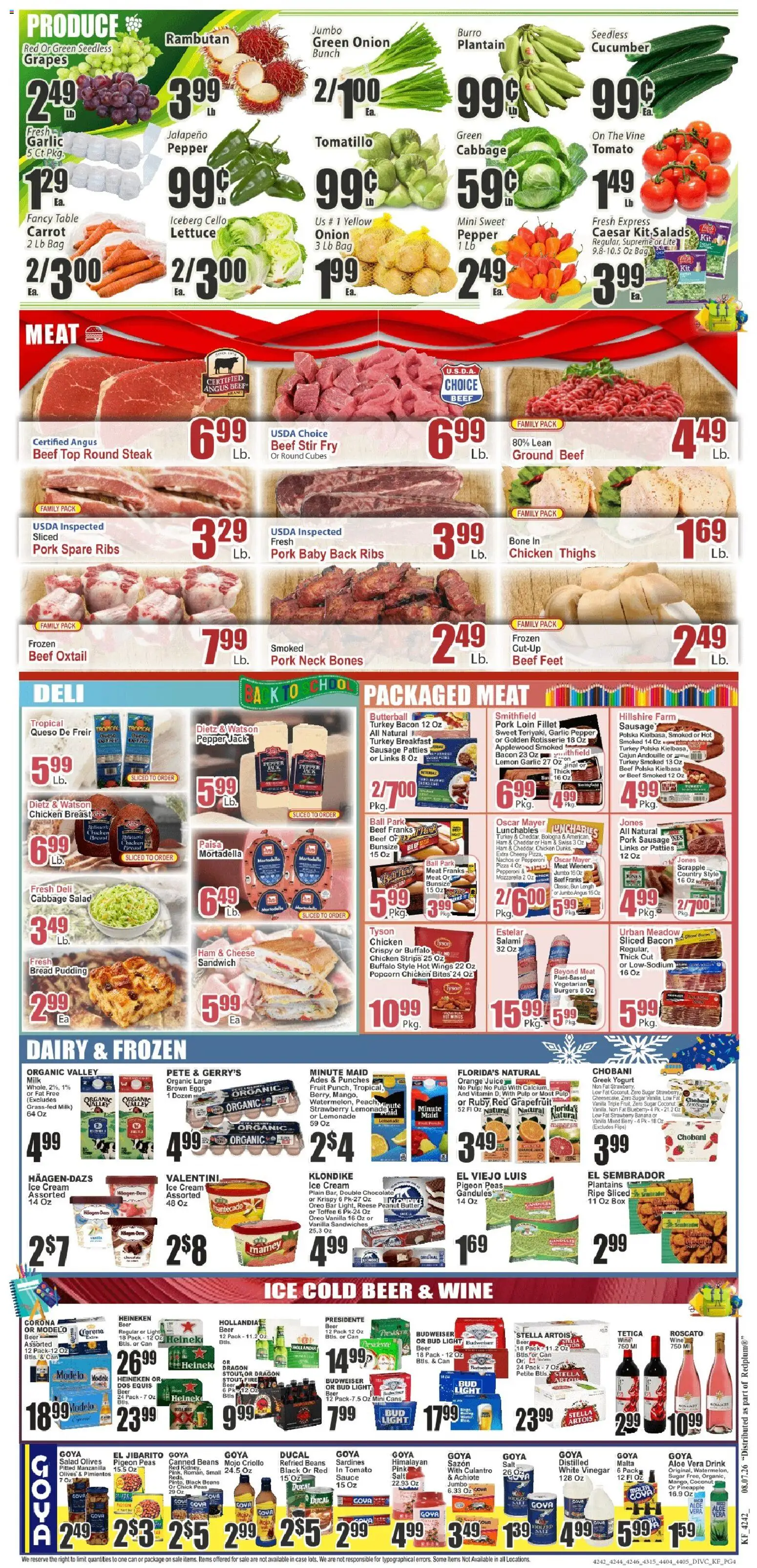 Key Food Weekly Ad - valid from 08/07/2026 | Page: 4 | Products: Table, Chicken, Butter, Ground beef