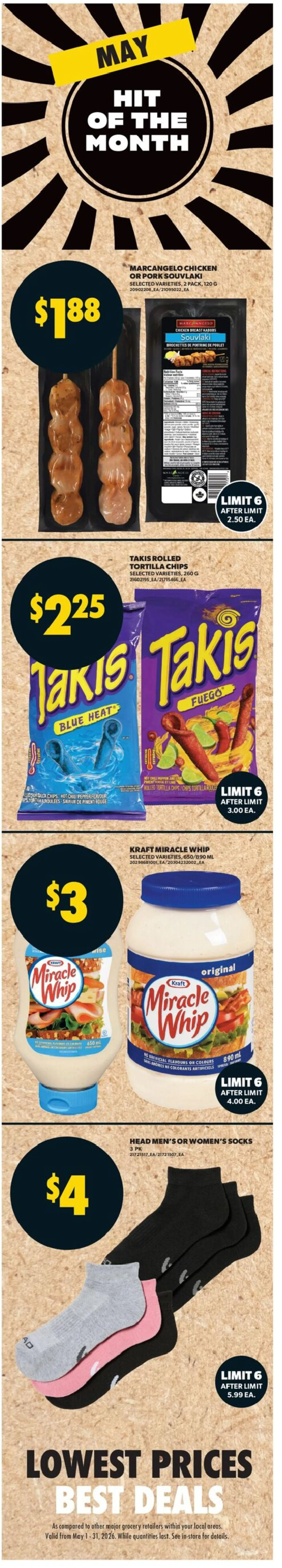 Real Canadian Superstore flyer valid from 07.05.2026 | Page: 7 | Products: Chips, Socks, Chicken, Pork