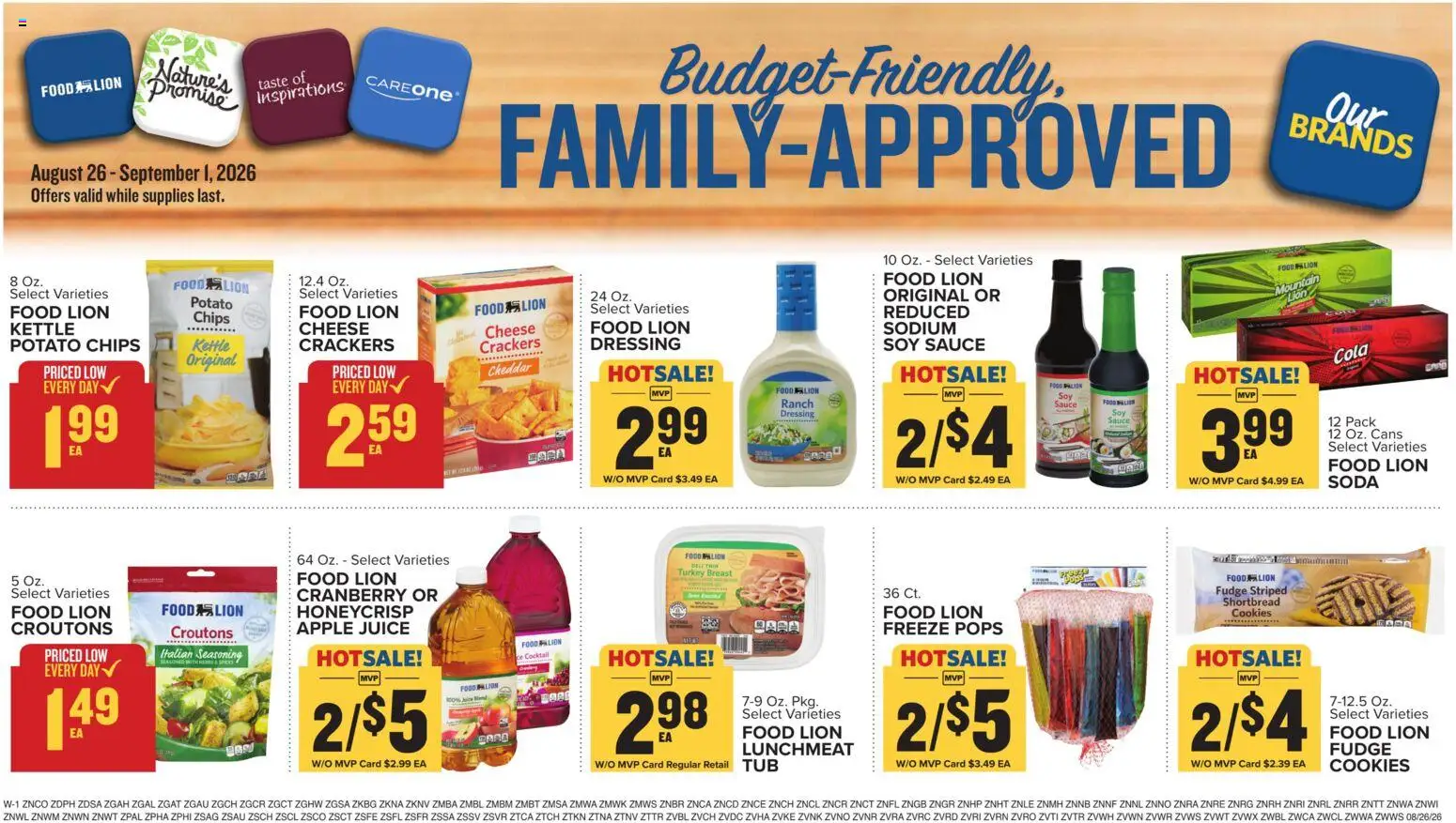 Food Lion Weekly Ad - valid from 08/26/2026 | Page: 14 | Products: Apple juice, Crackers, Chips, Dressing