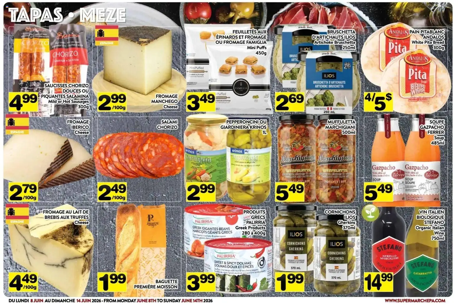 Pa Supermarché flyer valid from 08.06.2026 | Page: 3 | Products: Oil, Bread, Salami, Wine