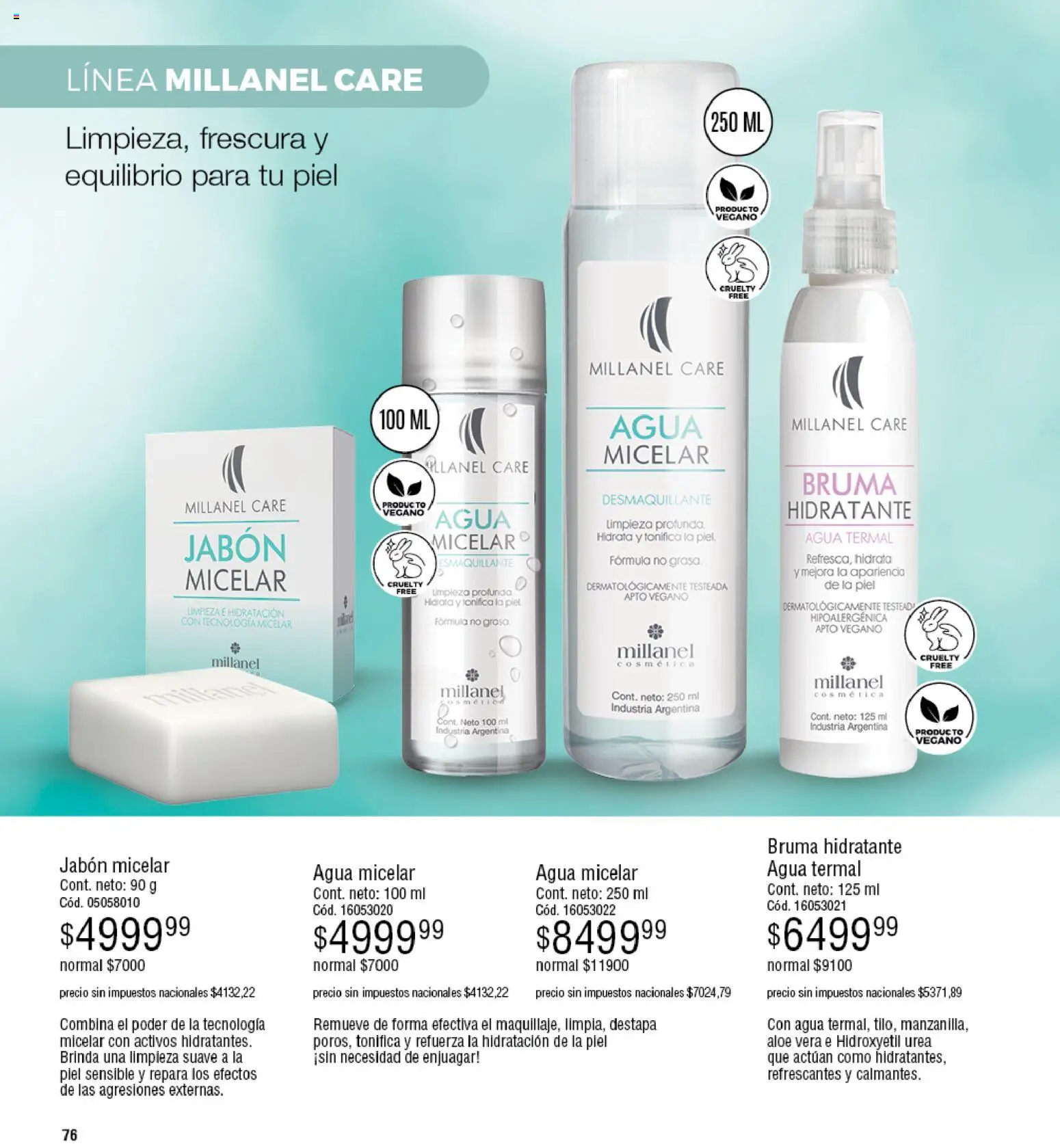 Millanel - Catálogo │ válido desde el 27.04.2026 | Página: 76 | Productos: Desmaquillante, Jabón, Bruma, Agua