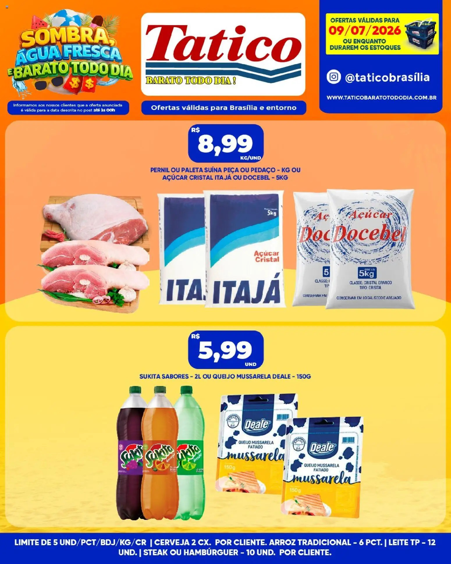 Tatico Folheto - válido de 09/07/2026 | Página: 7 | Produtos: Queijo, Cerveja, Arroz, Hambúrguer