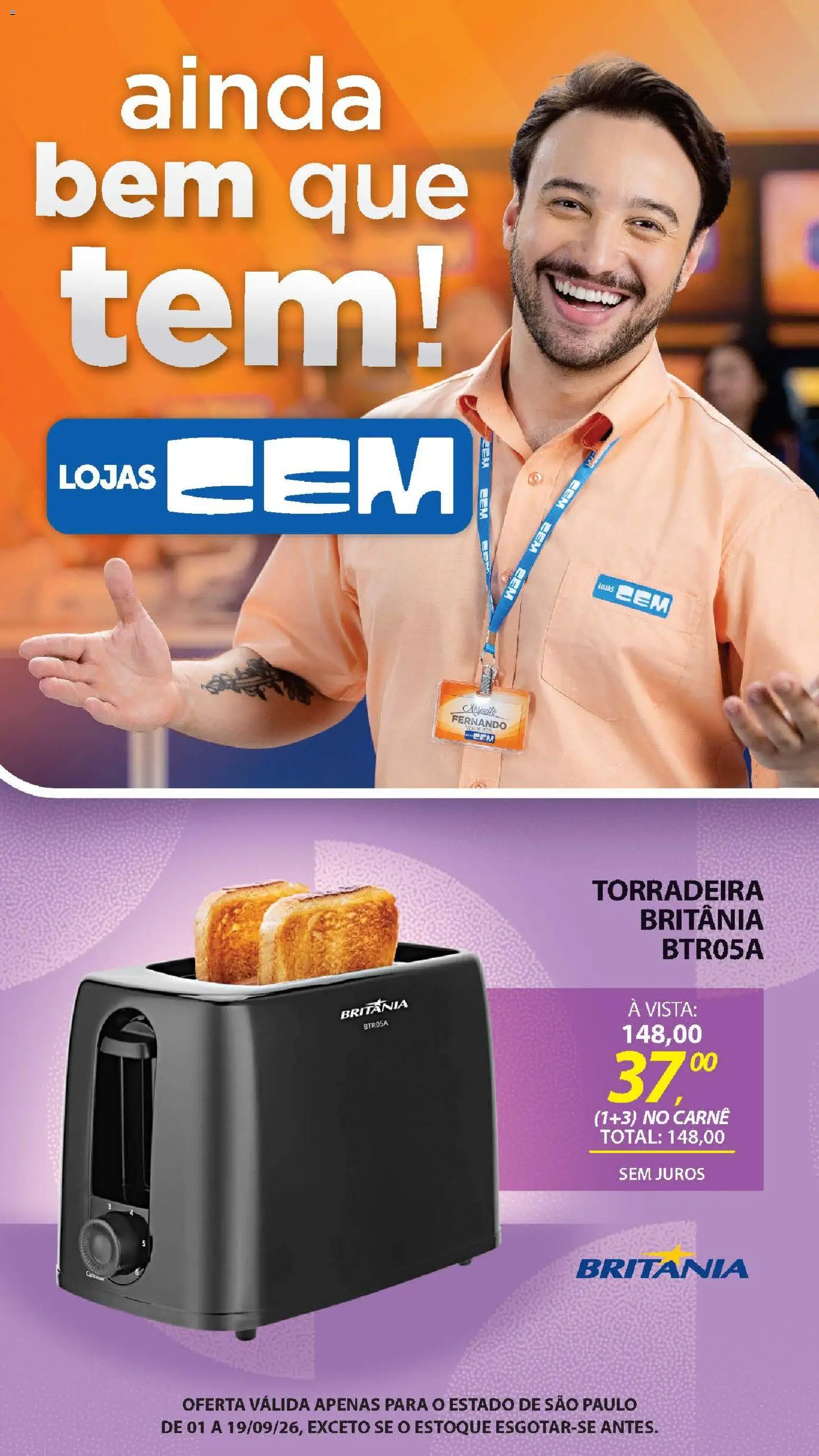 Lojas Cem Folheto - válido de 01/09/2026 | Página: 112 | Produtos: Torradeira, Carne