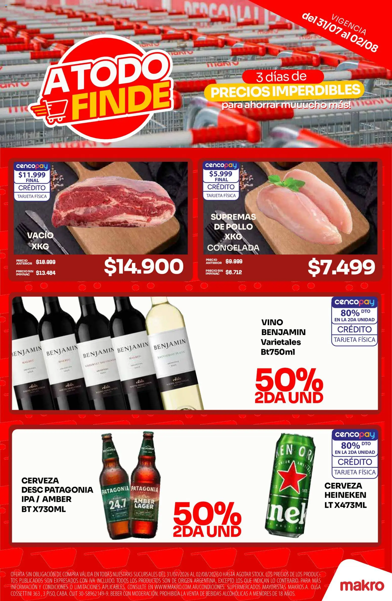 Makro Ofertas atodo finde │ válido desde el 31/07/2026 | Página: 2 | Productos: Pollo, Vino, Cerveza