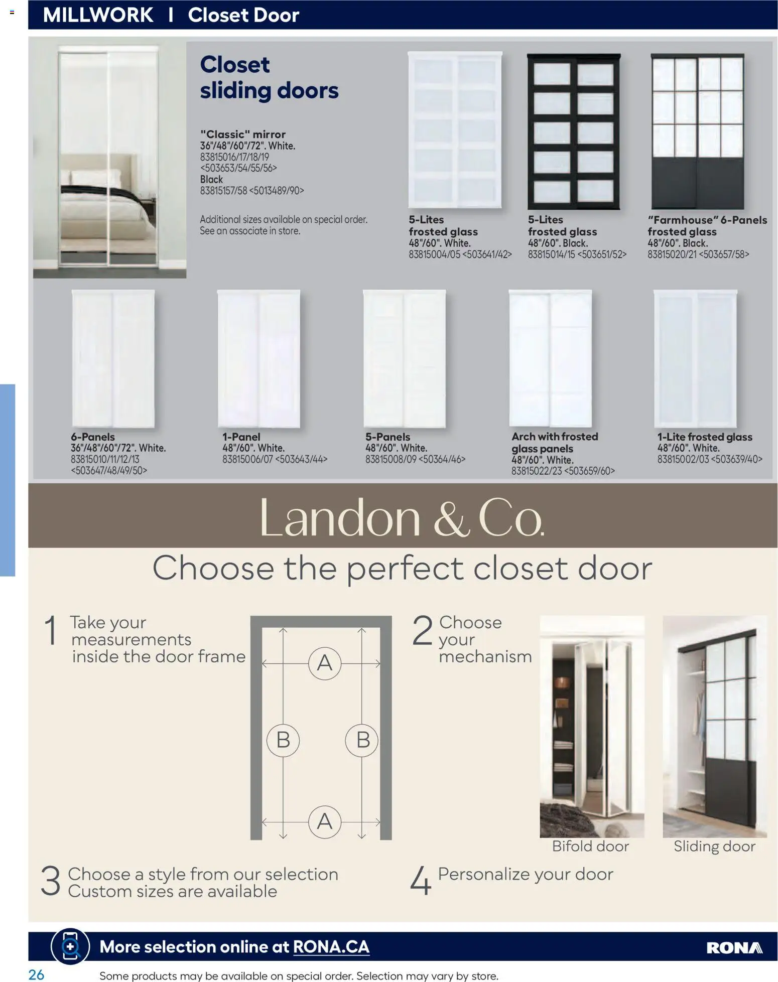 Rona flyer valid from Feb 26, 2026 | Page: 26 | Products: Sliding door, Mirror, Door