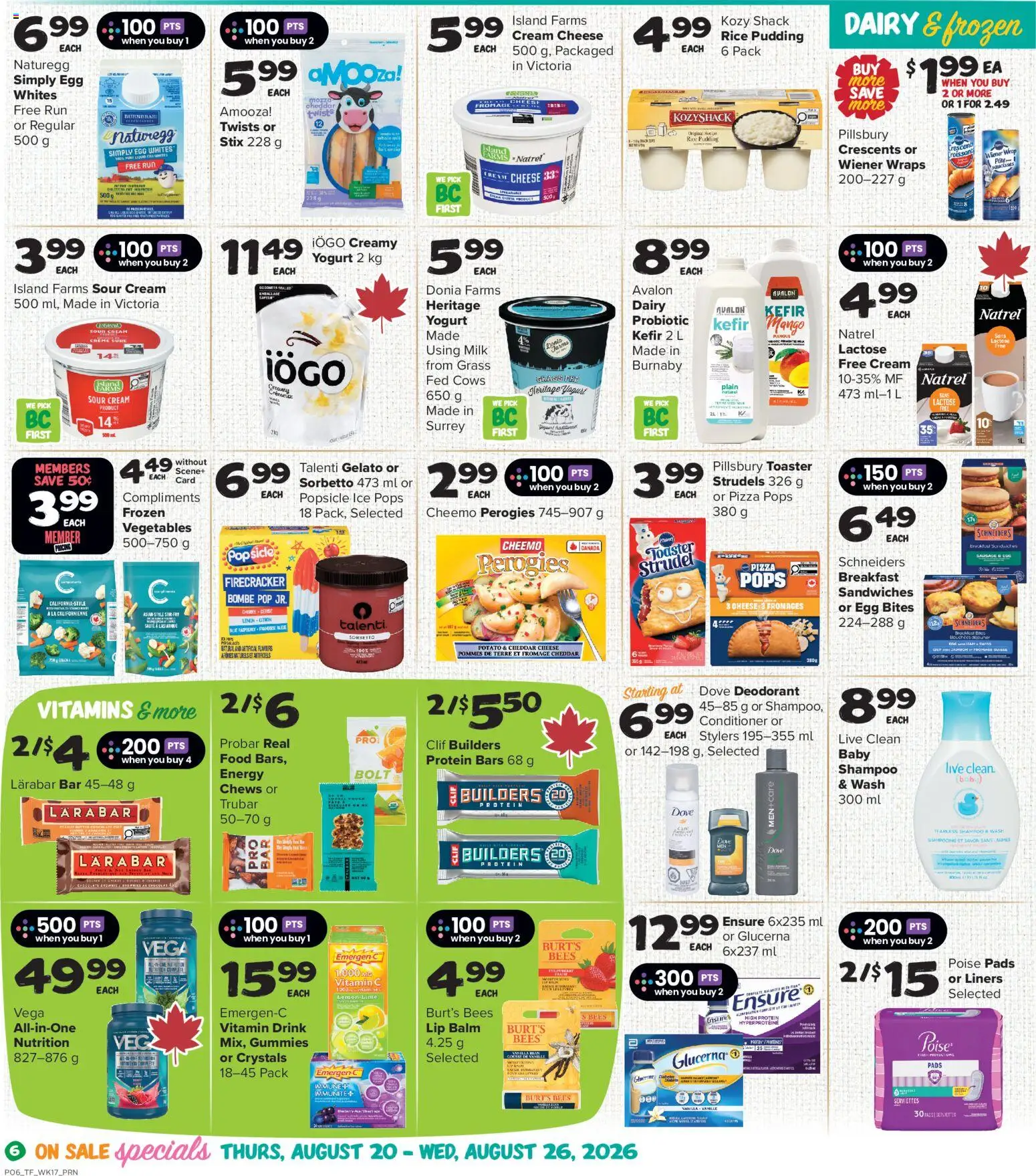 Thrifty Foods flyer valid from Aug 20, 2026 | Page: 7 | Products: Cream, Kefir, Cheese, Protein
