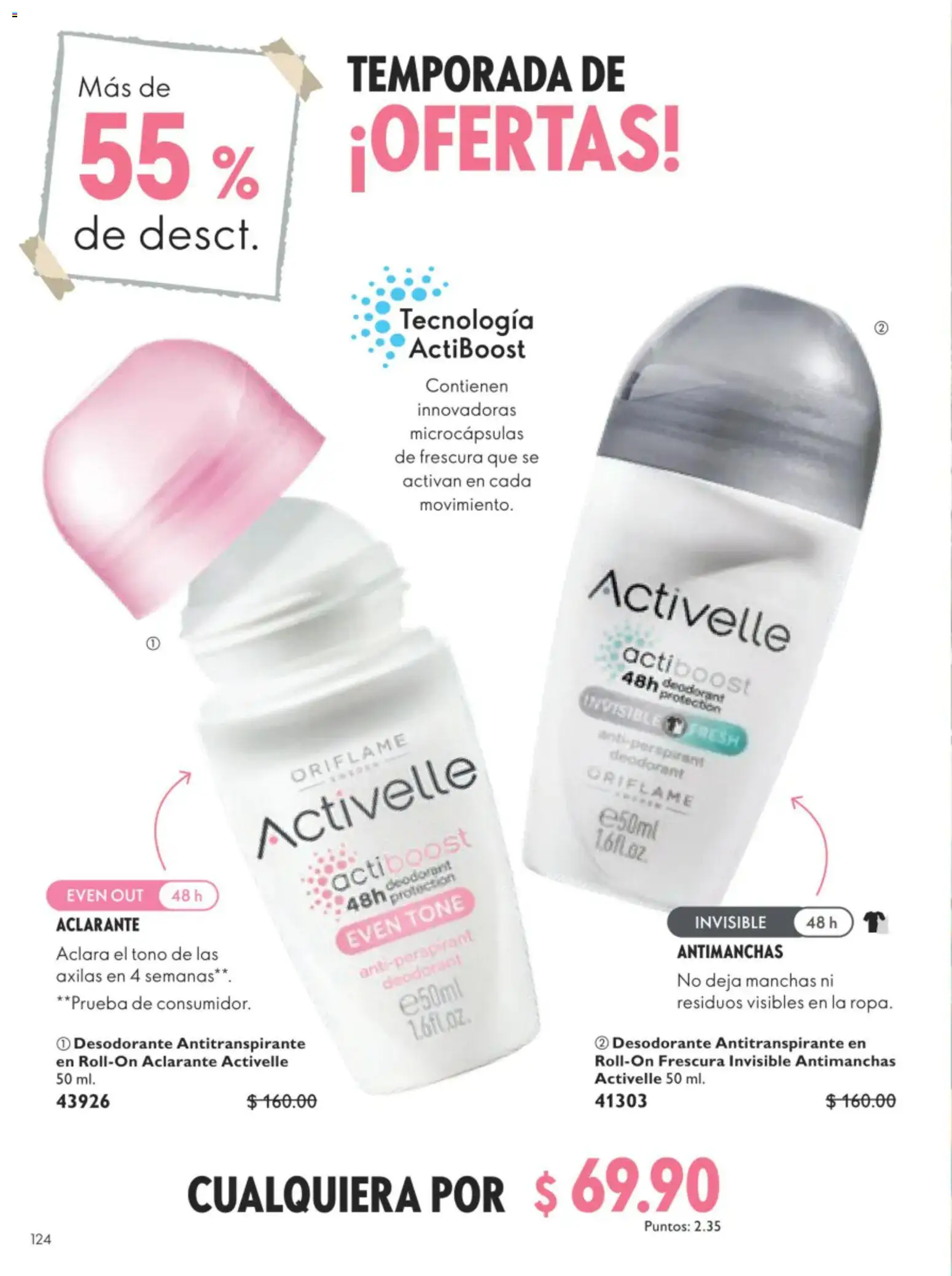 Nuevas ofertas de Oriflame válidas en toda la República Mexicana desde el 11/07/2026. ¡Encuentra las mejores ofertas en Oriflame campaña 10 2026! | Página: 124 | Productos: Desodorante, Antitranspirante, Aclarante