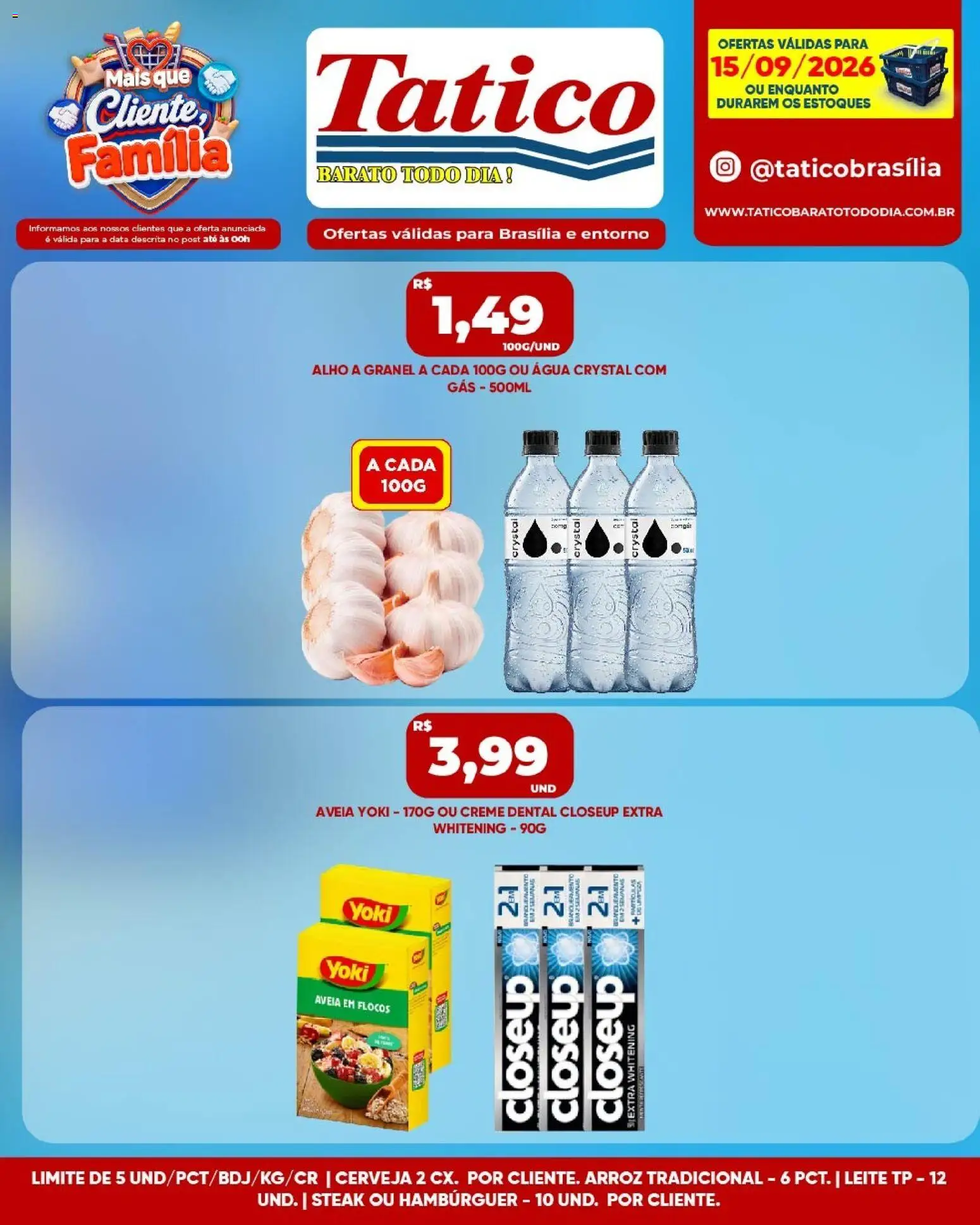 Tatico Folheto - válido de 15/09/2026 | Página: 2 | Produtos: Alho, Água, Flocos, Creme dental