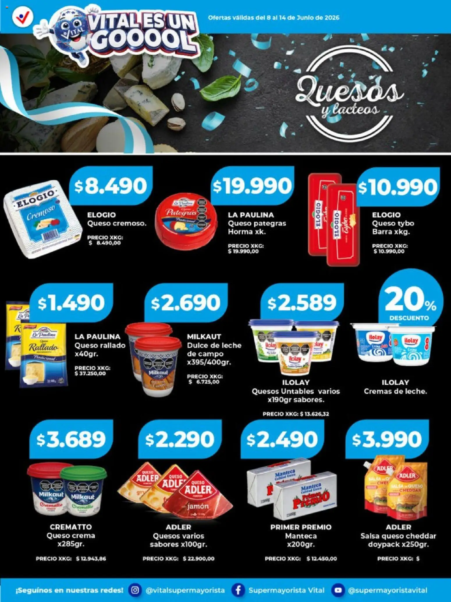 Vital - Especial de frescos │ válido desde el 08.06.2026 | Página: 4 | Productos: Dulce de leche, Queso crema, Leche, Manteca