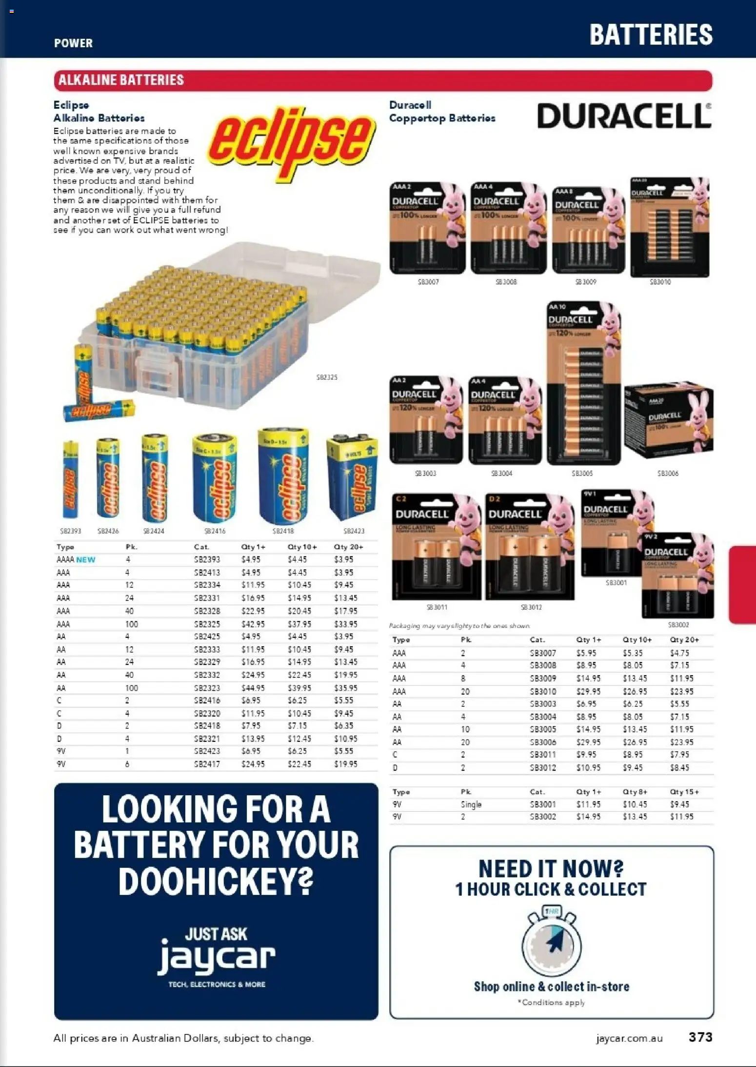 Jaycar catalogue - valid from 31/08/2026 | Page: 371 | Products: Battery, Batteries