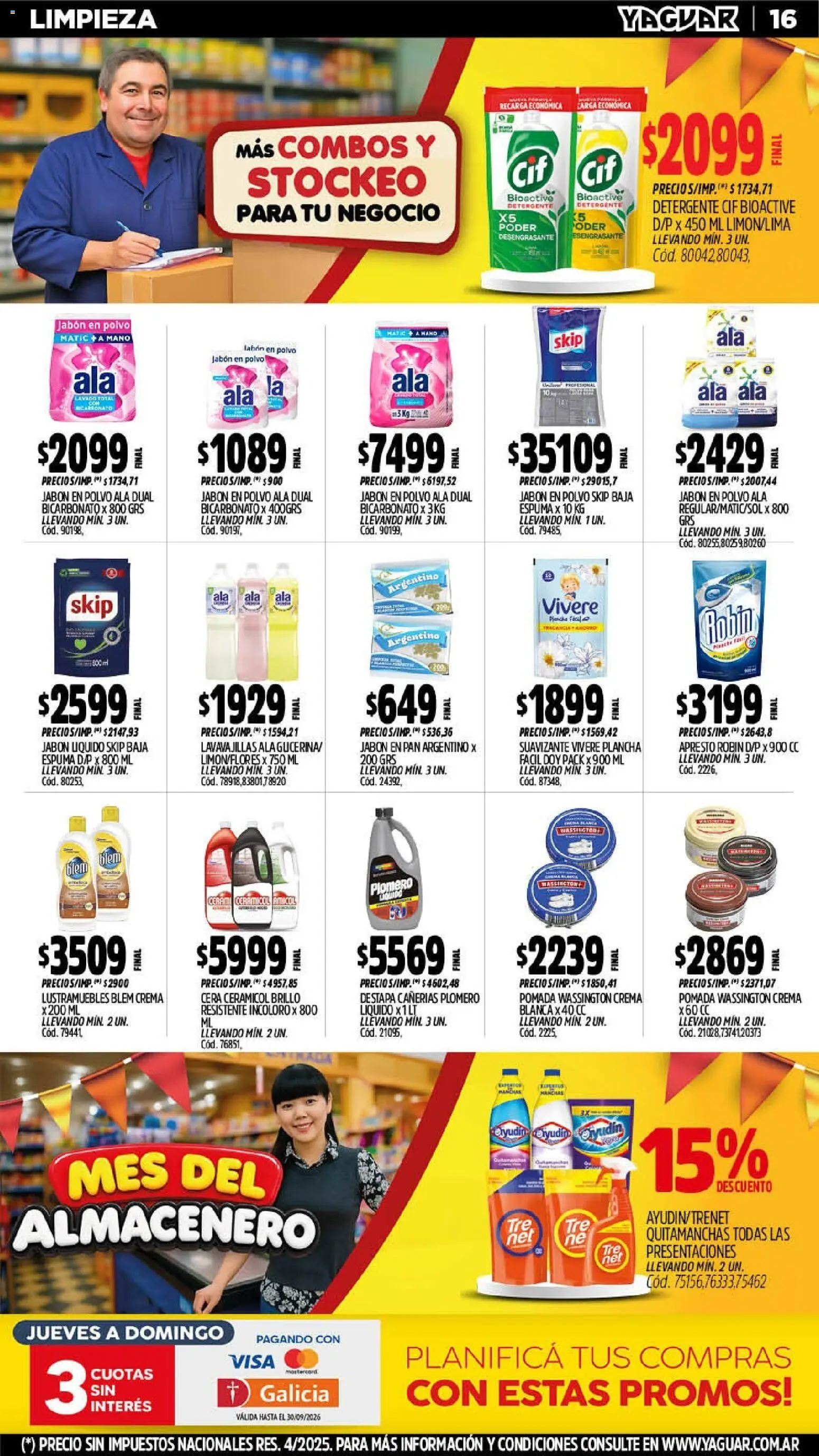 Yaguar - Oferta Semanal Córdoba │ válido desde el 07/09/2026 | Página: 16 | Productos: Lavavajillas, Jabón, Detergente, Plancha