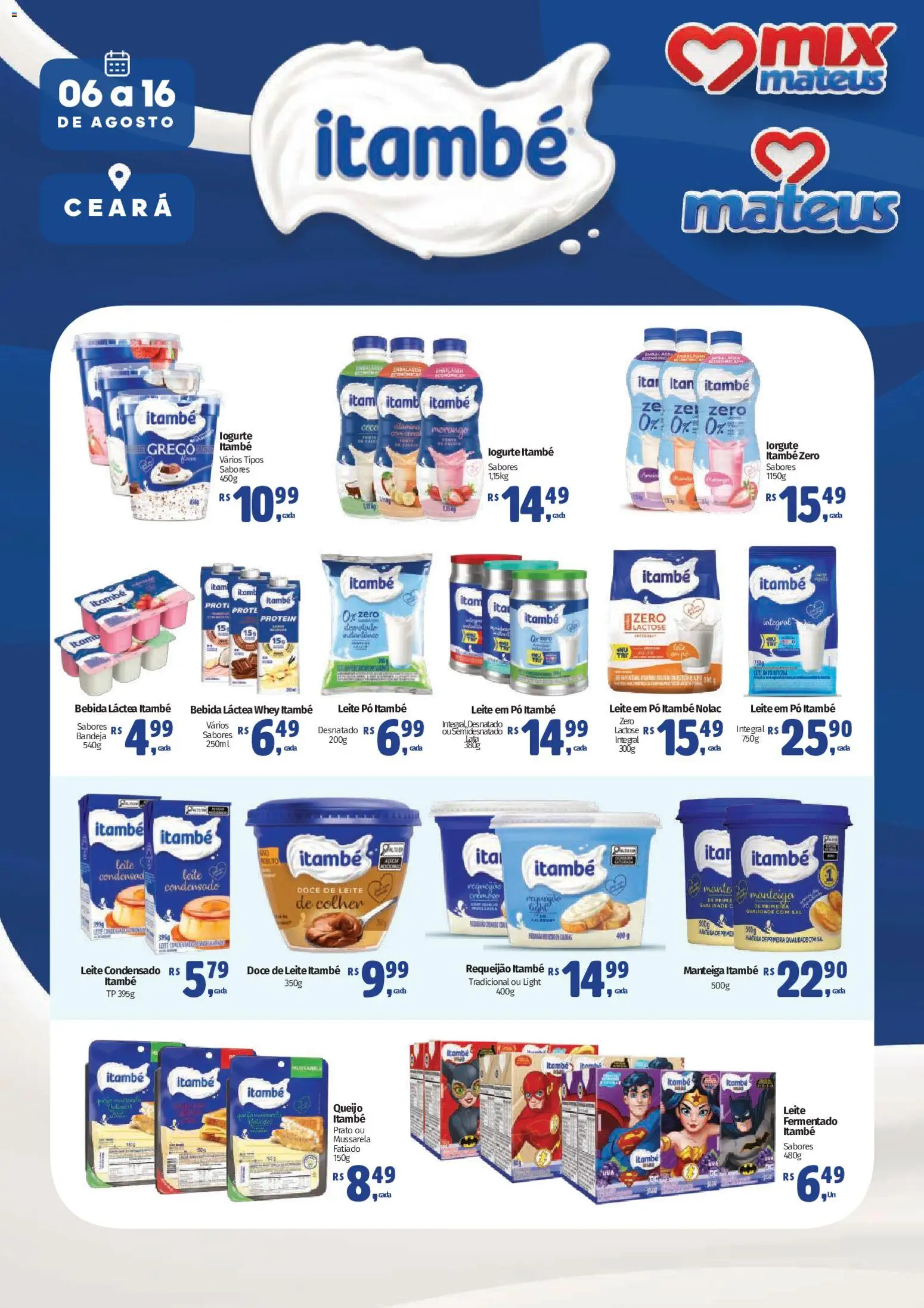 Mateus Folheto - válido de 06/08/2026 | Página: 1 | Produtos: Manteiga, Bandeja, Mussarela, Primer