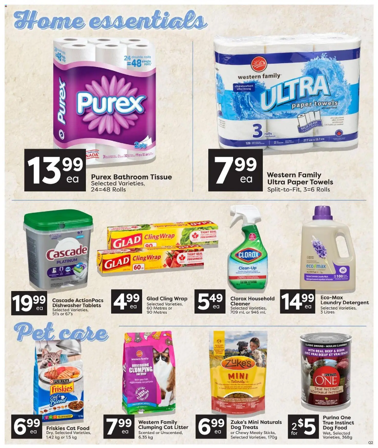 Quality Foods flyer valid from Aug 13, 2026 | Page: 14 | Products: Paper towels, Dog food, Detergent, Butter