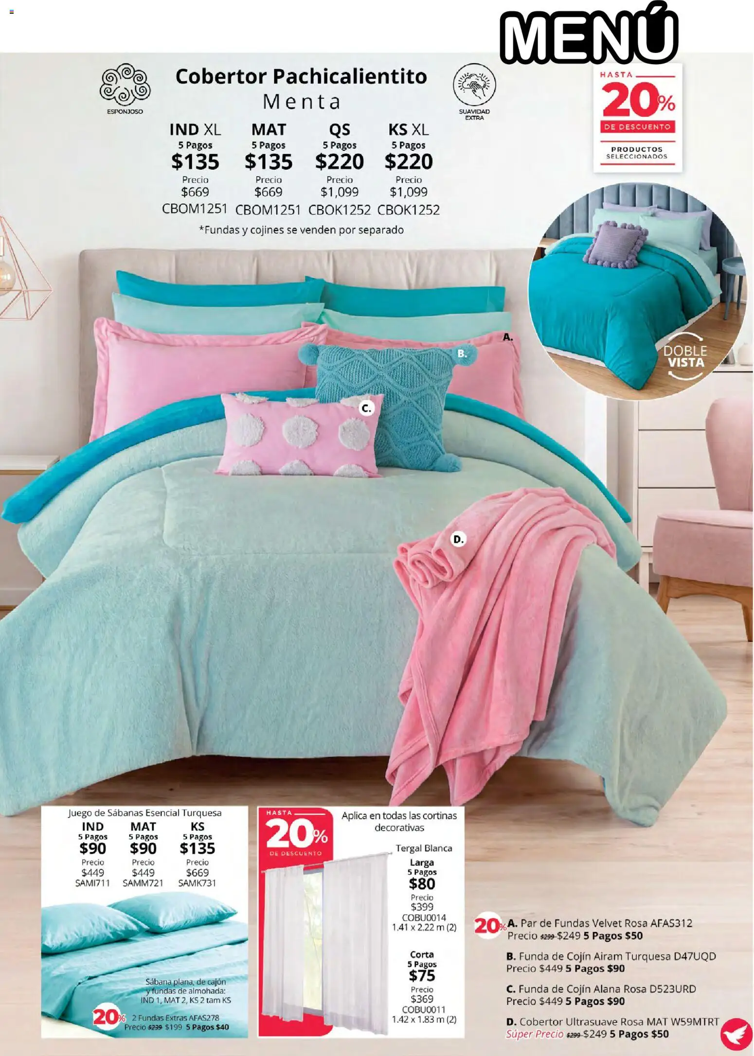Nuevas ofertas de Colchas Concord válidas en toda la República Mexicana desde el 01/08/2026. ¡Encuentra las mejores ofertas en Colchas Concord catálogo Colección Cobertor! | Página: 72 | Productos: Juego, Funda, Sabanas, Cortinas