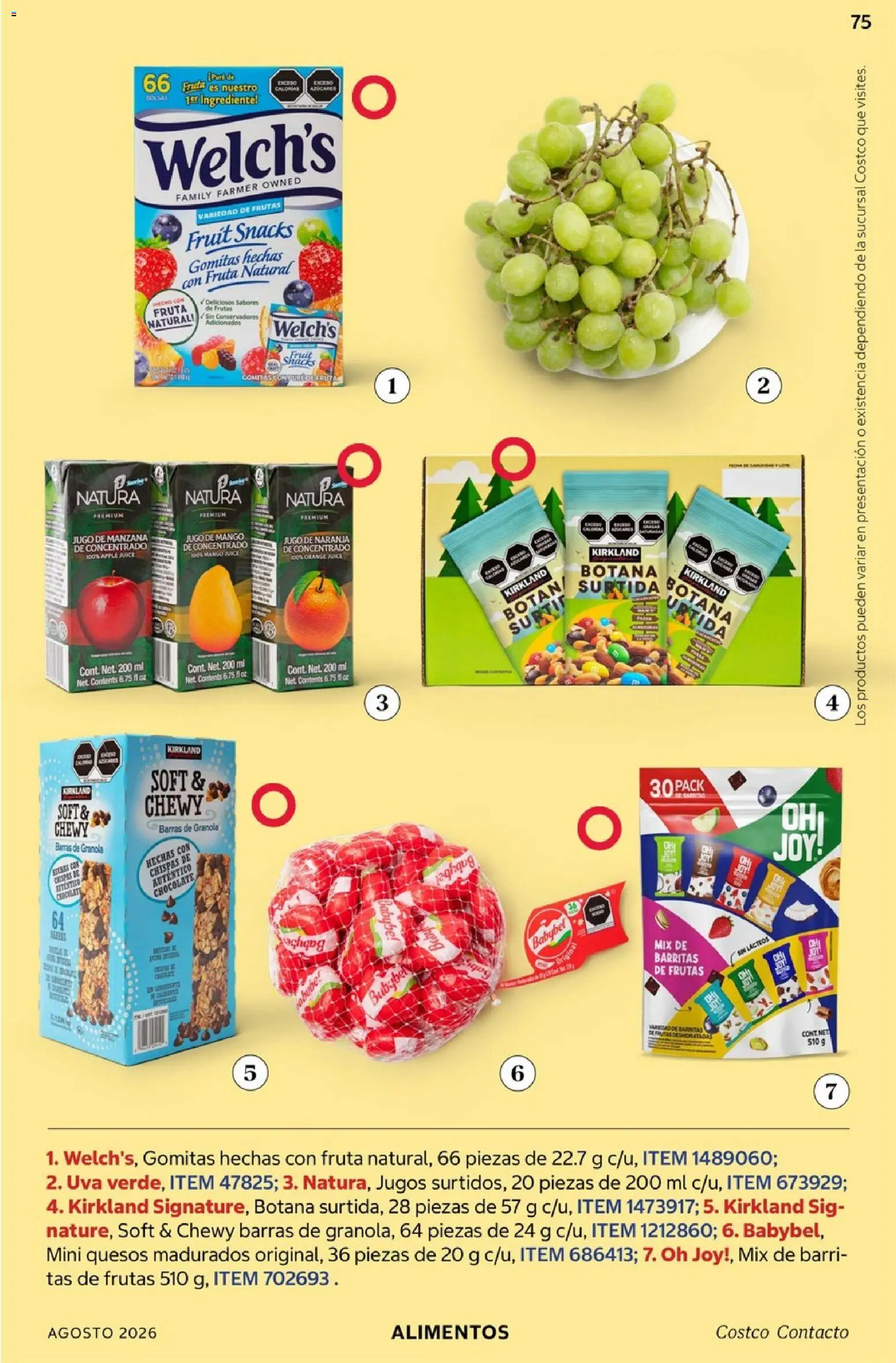 Nuevas ofertas de Costco válidas en toda la República Mexicana desde el 01/08/2026. ¡Encuentra las mejores ofertas en Costco catálogo Agosto! | Página: 75 | Productos: Jugo de manzana, Uva, Jugo de naranja, Fruta
