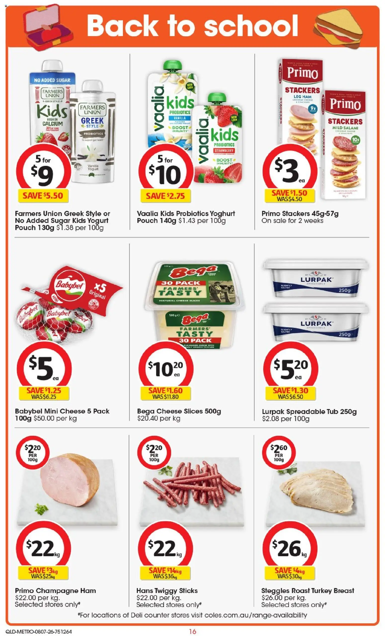 Coles catalogue - valid from 08/07/2026 | Page: 16 | Products: Cheese, Salami, Ham, Turkey