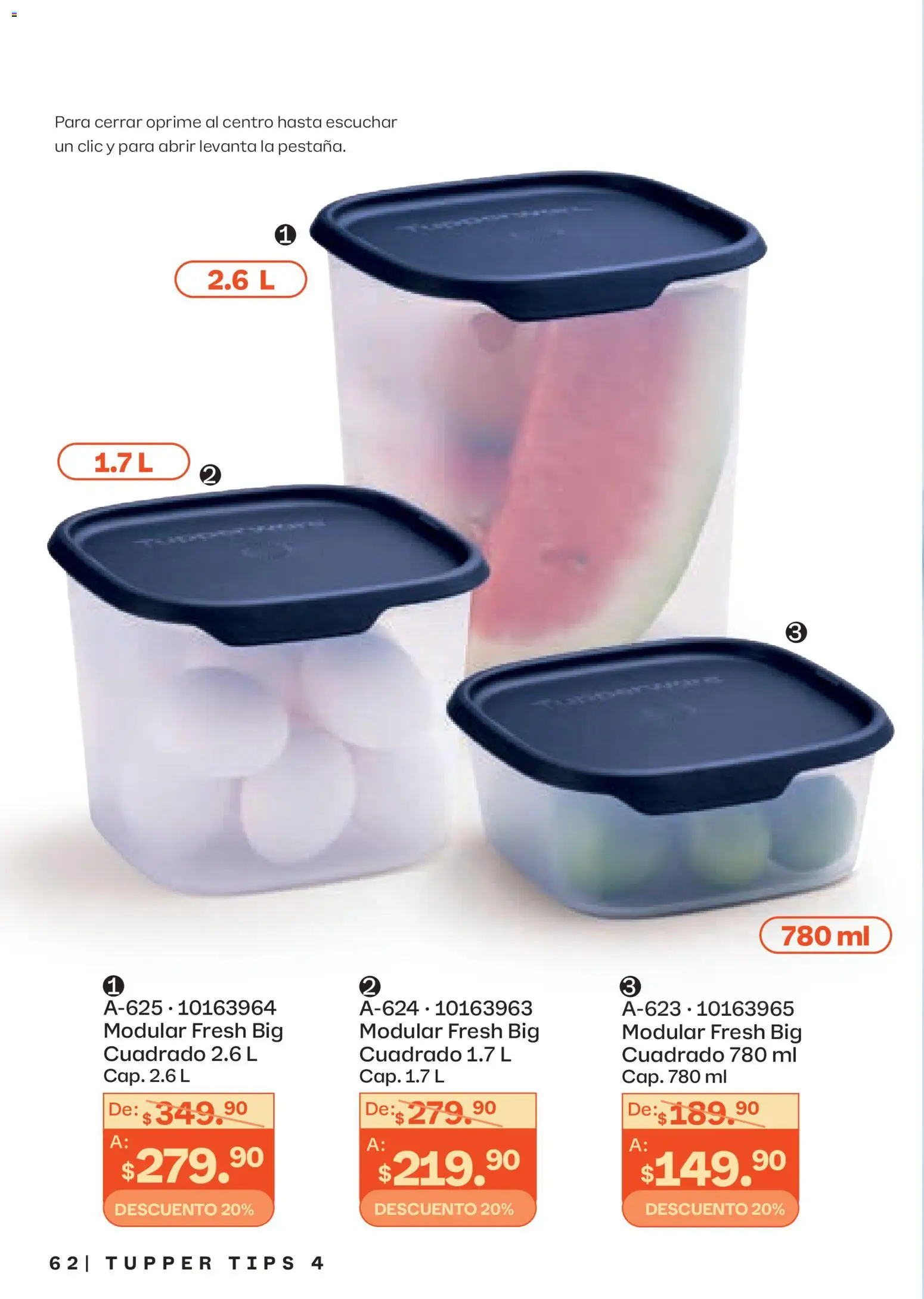 Nuevas ofertas de Tupperware válidas en toda la República Mexicana desde el 23.03.2026. ¡Encuentra las mejores ofertas en Tupperware catálogo! | Página: 62 | Productos: Tupper, Modular