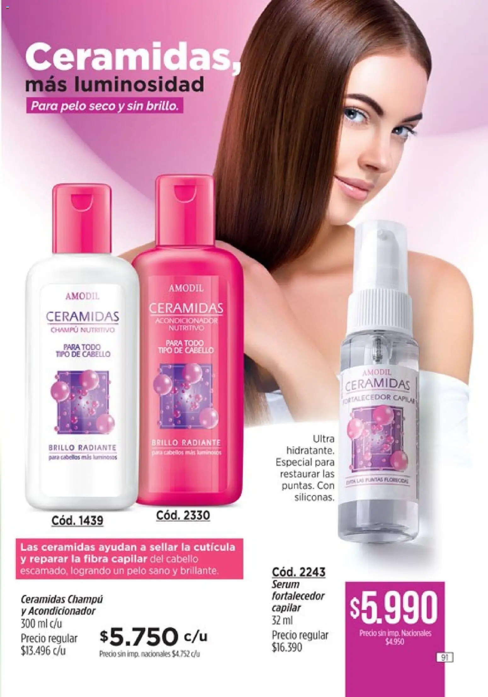 Catálogo Amodil Campaña 15 │ válido desde el 26/08/2026 | Página: 91 | Productos: Serum, Acondicionador, Brillo, Radiante