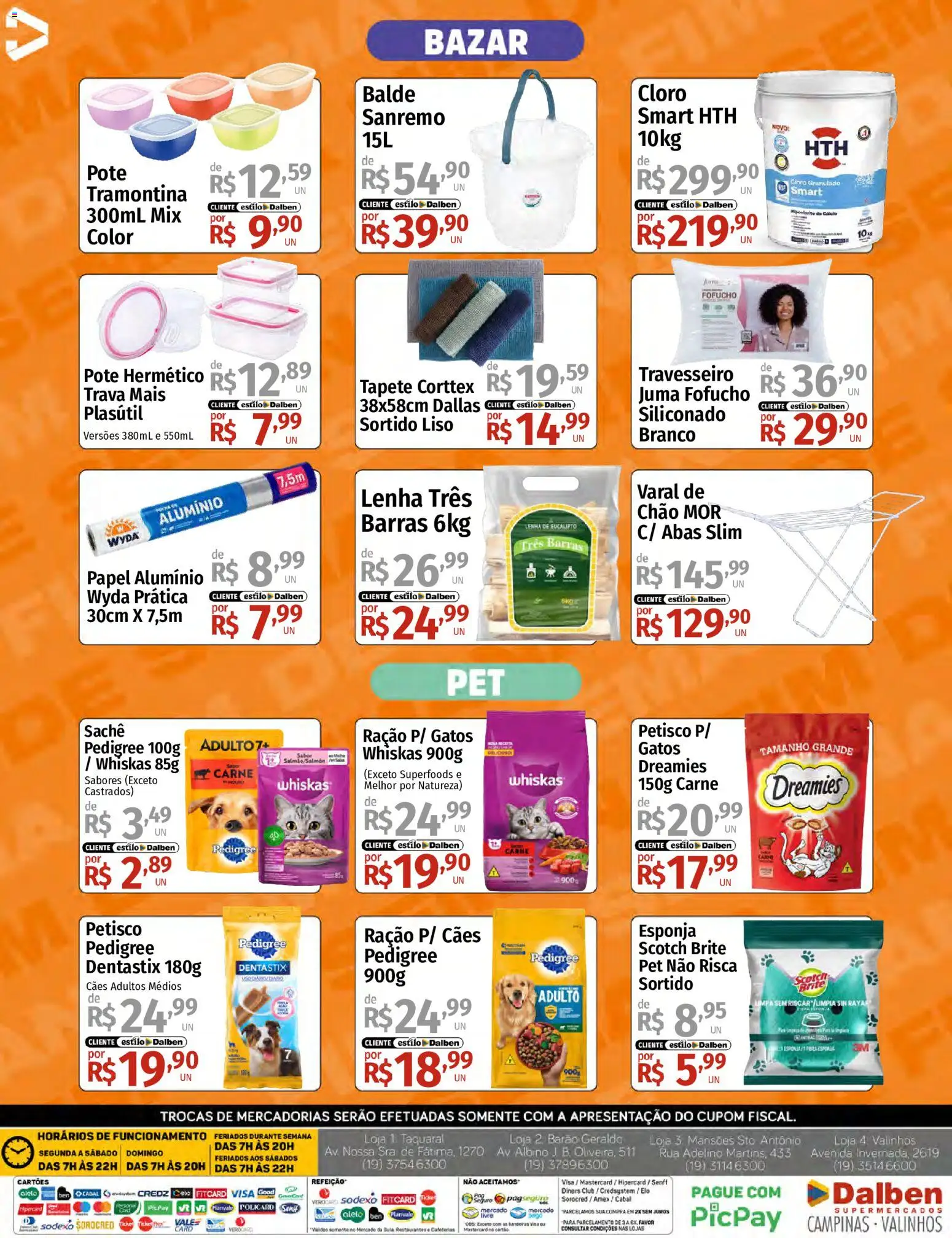 Supermercado Dalben Folheto - válido de 24/07/2026 | Página: 14 | Produtos: Esponja, Salmão, Cloro, Travesseiro